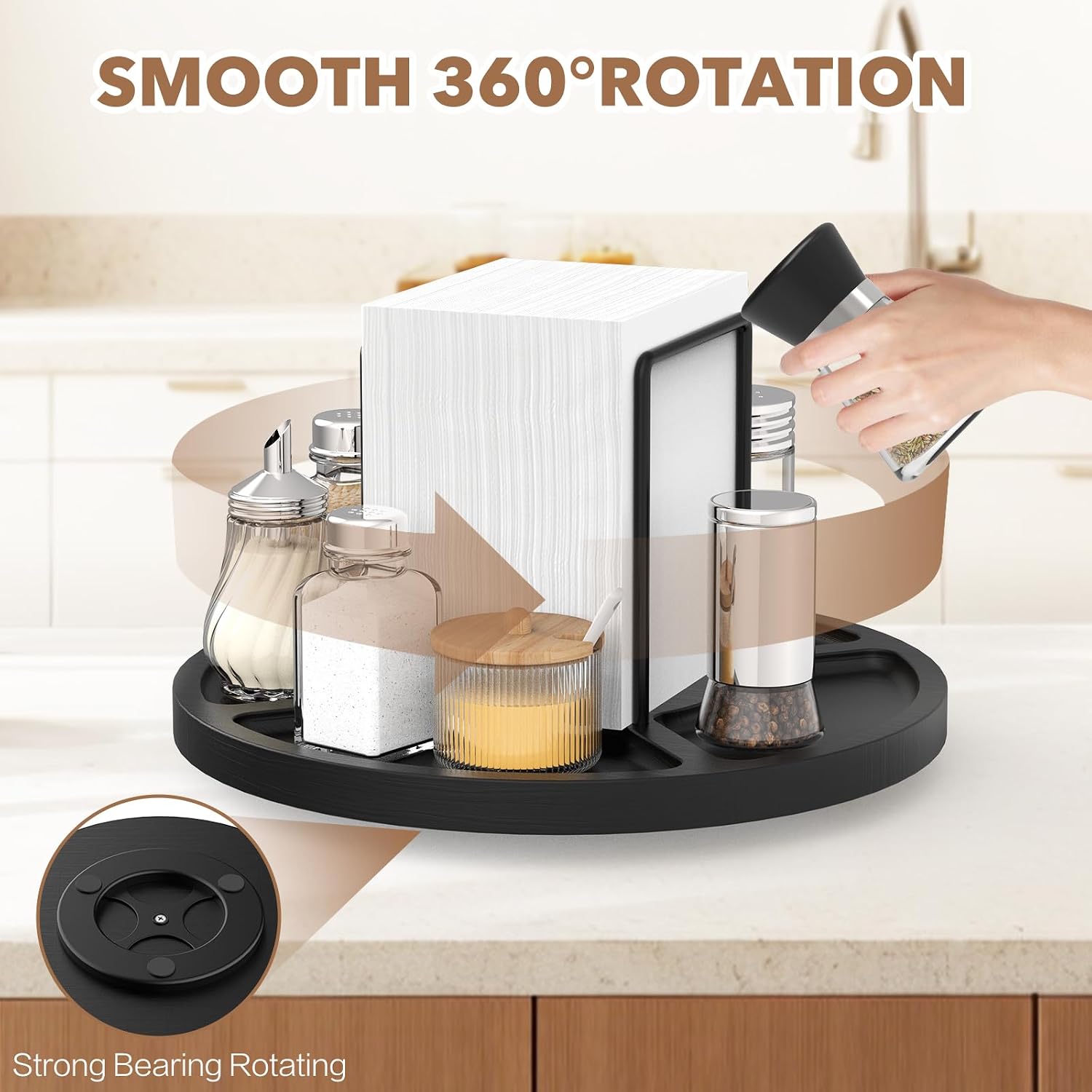 Napkin Holder / Standing Paper Napkin / Black Round