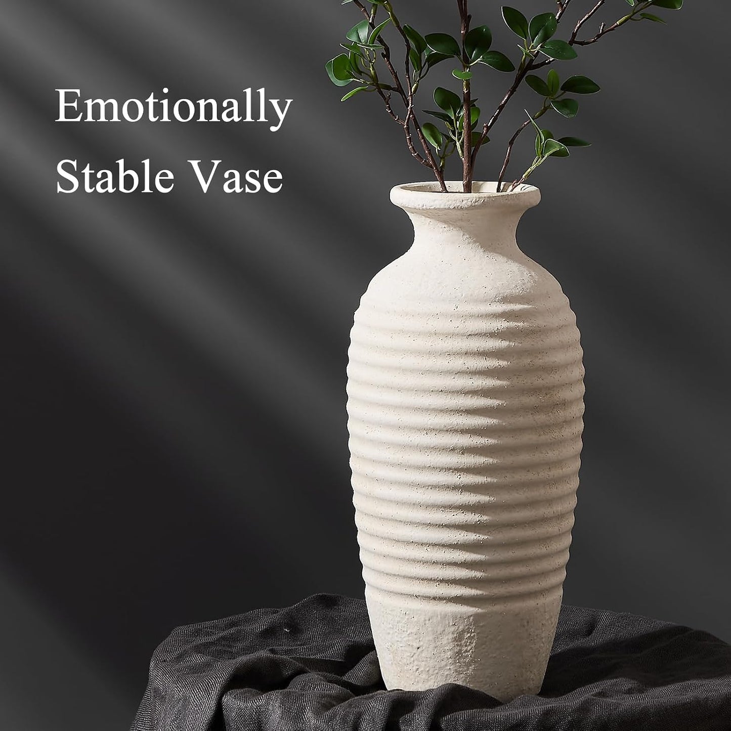 Ceramic Natural Rustic Vase / Off-white / 14.4 / 14.4 Inch