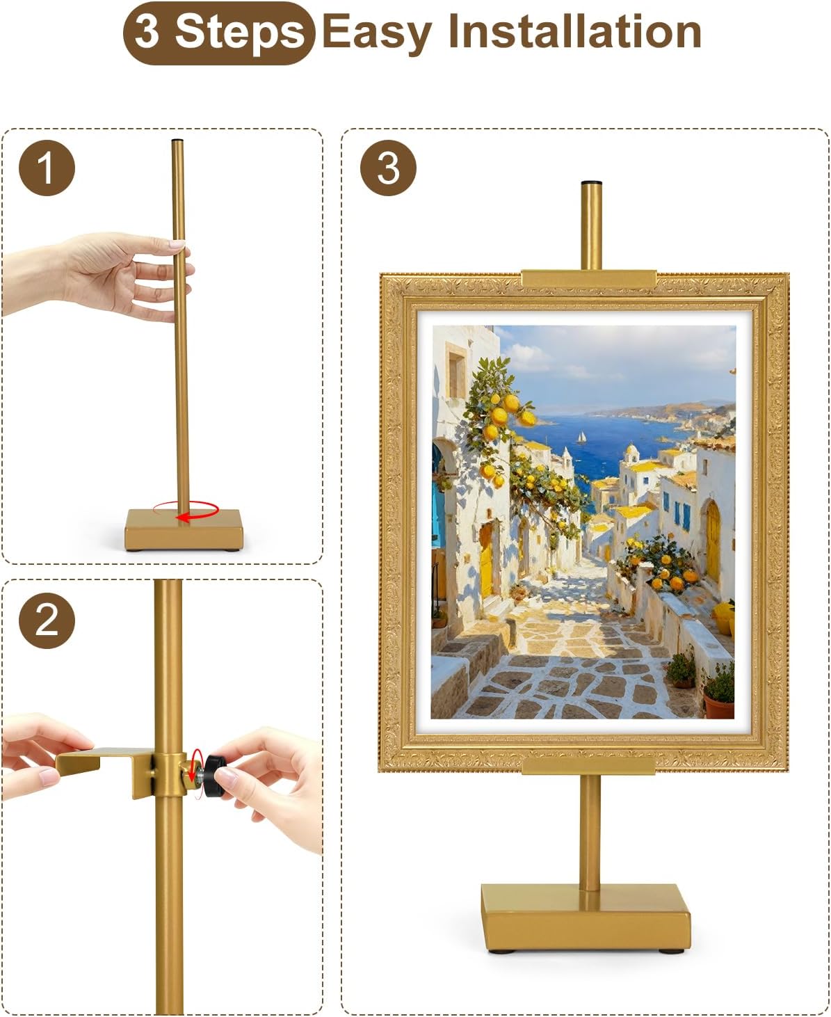 Metal Picture Frame Holder Stand Table / Gold