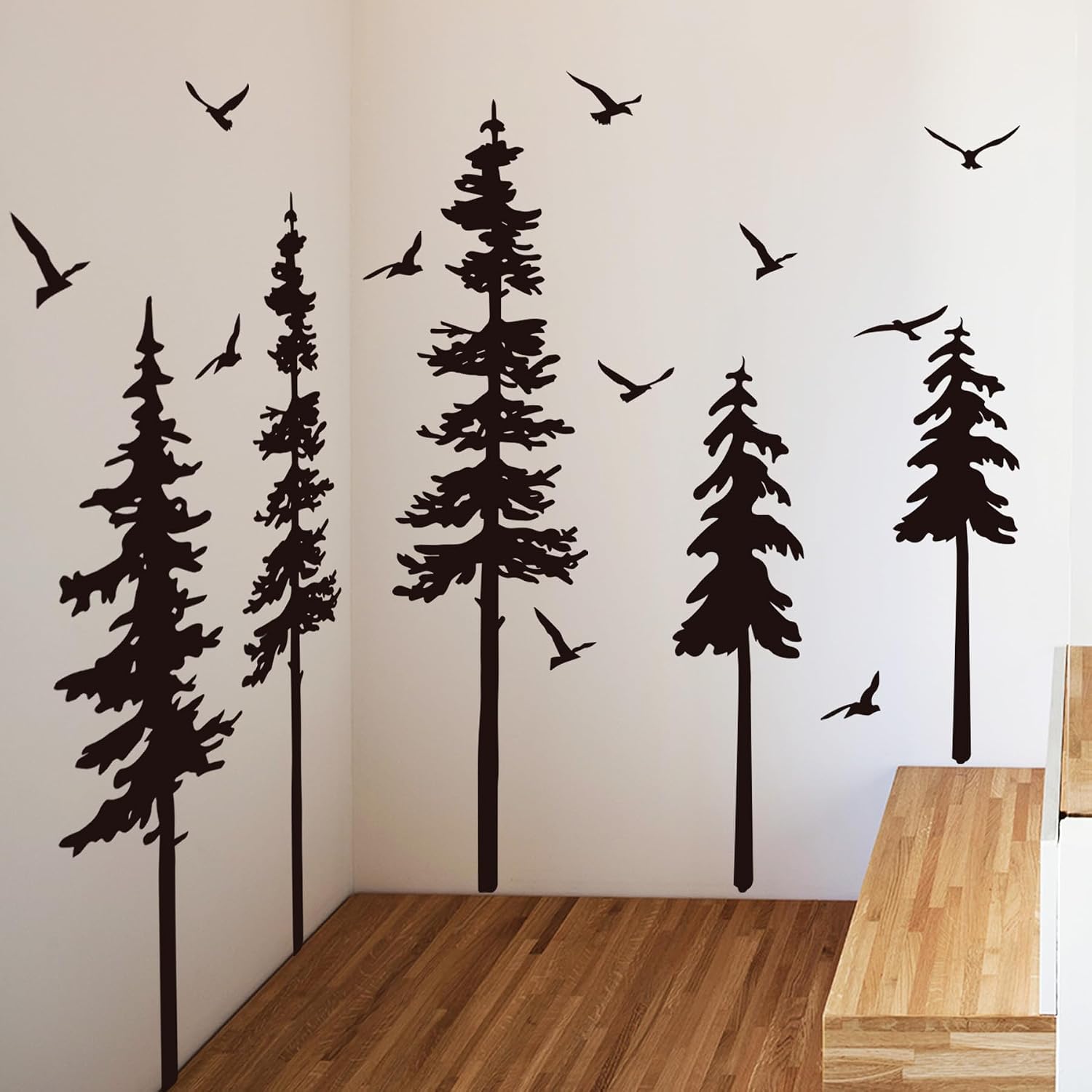 Large Pine Trees Wall Decals Forest Wall Stickers Christmas Decoration / Blcak Tree / Black
