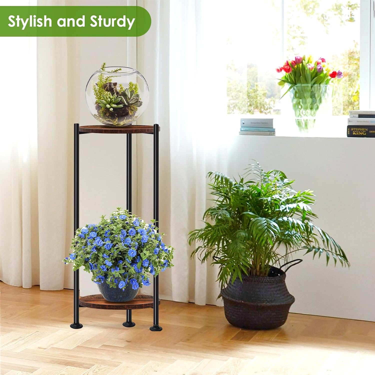 Lilybud--lily Plant Stand Indoor, 30'' Tall Plant Stands for Indoor Plants, Heavy Duty Plant Shelf, 2 Tier Flower