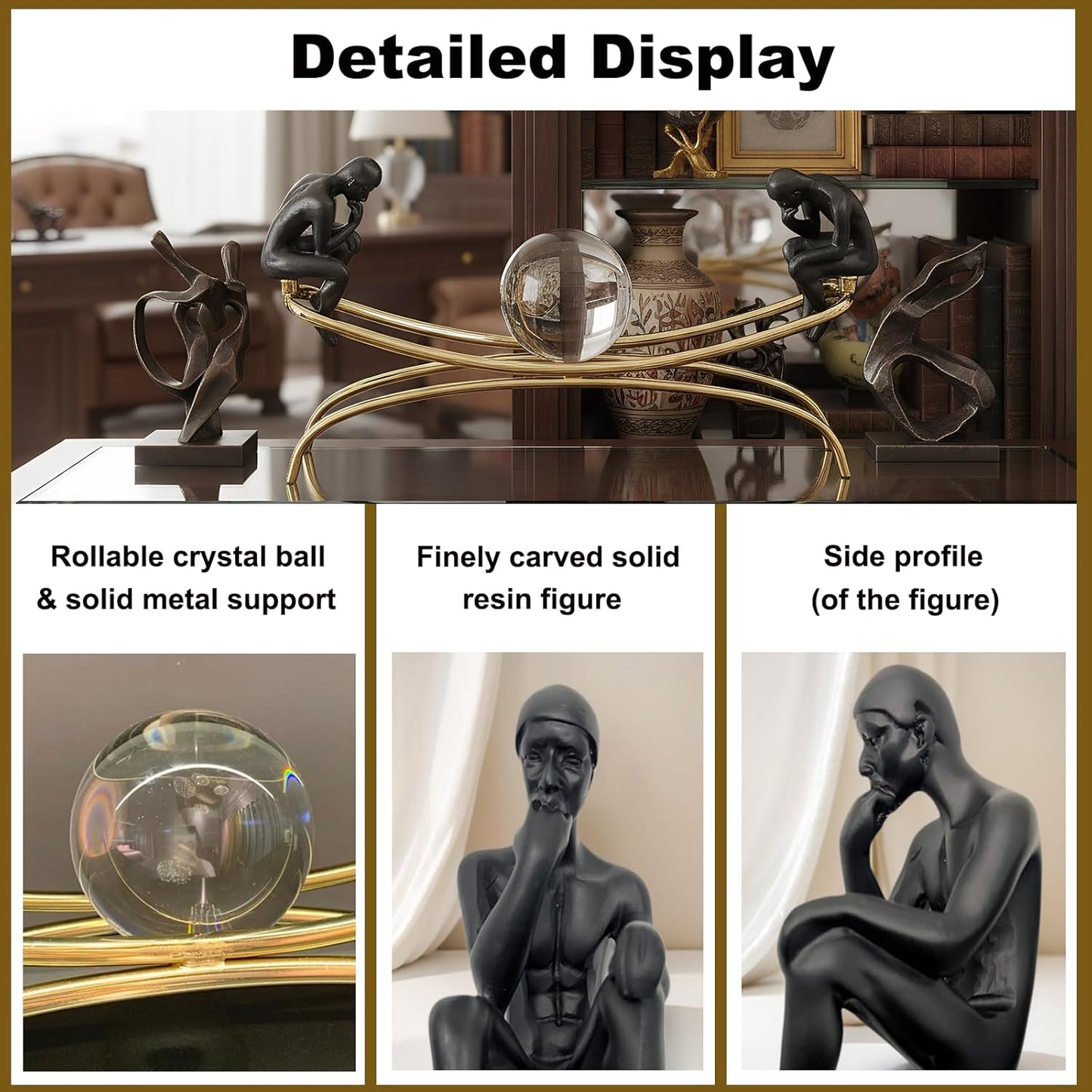 Modern Home Decor Statue / Thinker Statue / Gold