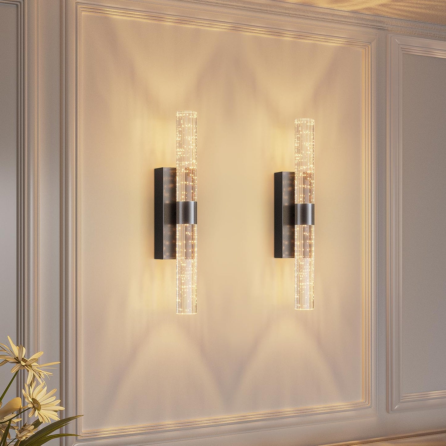 camuucci Battery Operated Wall Sconces Set of 2, Rechargeable Wall Lights