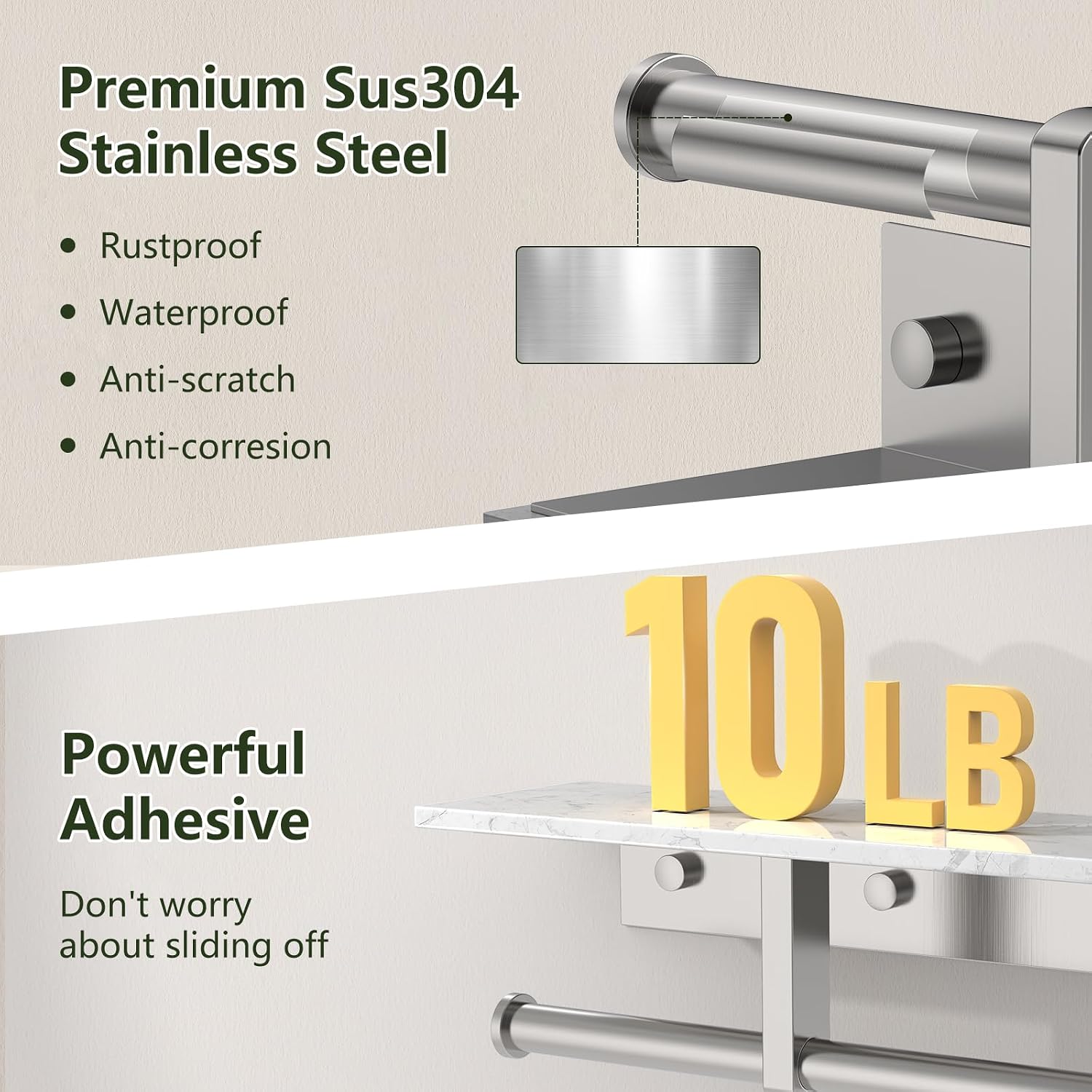 Marble Toilet Paper Holder with Shelf Doulble Bathroom Tissue Roll Holder | Brushed Nickel 304 Stainless Steel Toilet