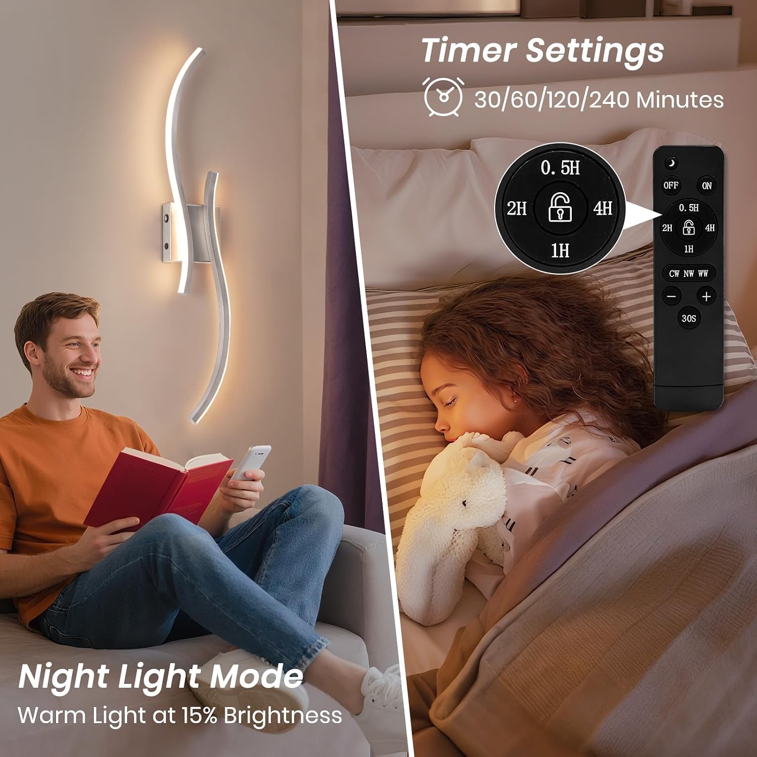 Battery Operated Wall Sconces Set of 2, Rechargeable Dimmable Battery Wall Light with Remote Control, Brushed Nickel