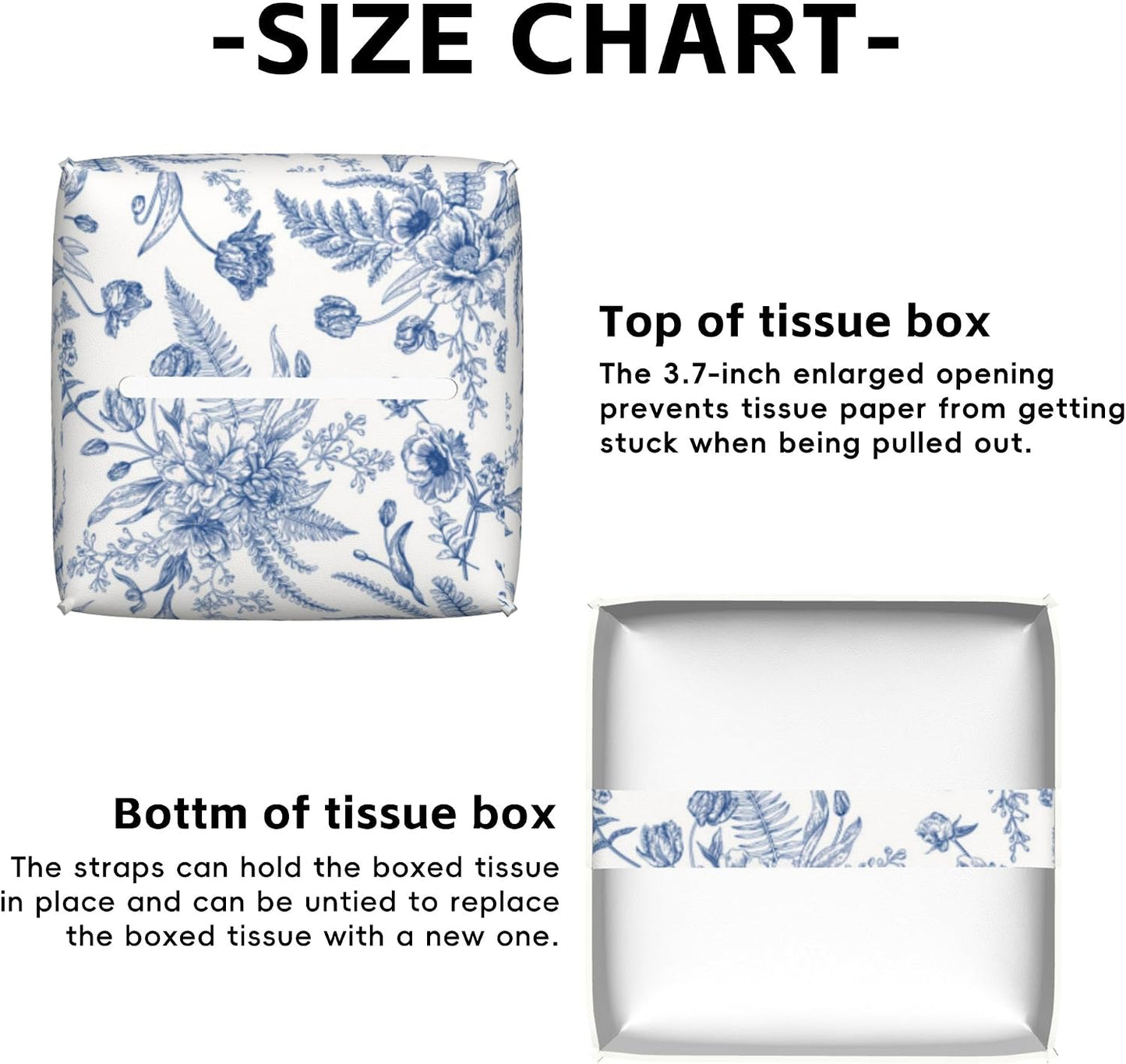Tissue Box Holder / Blue Flowers