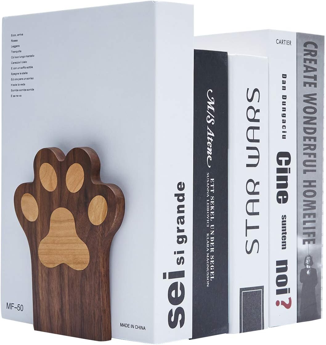 Paw Bookends / Non-Skid Bookend / Paws-walnut