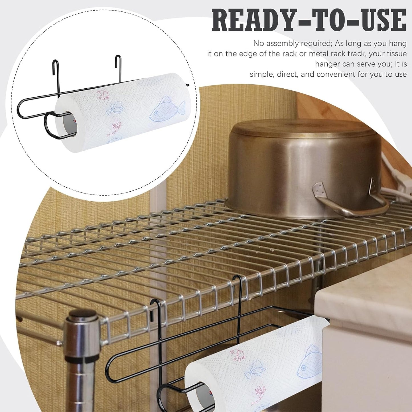 CroBlissful Paper Towel Holder for Wire Shelving 5'' D x 12'' W x 4.5'' H Hanging Paper Towel Holder Wire Shelf