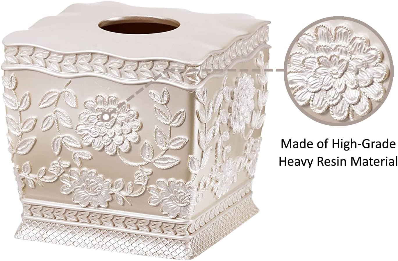 Zahari Home 2pc Rose Vine Bathroom Set Waste Basket & Tissue Cover Modern Classic Decor Stylish Unique Design Beautiful