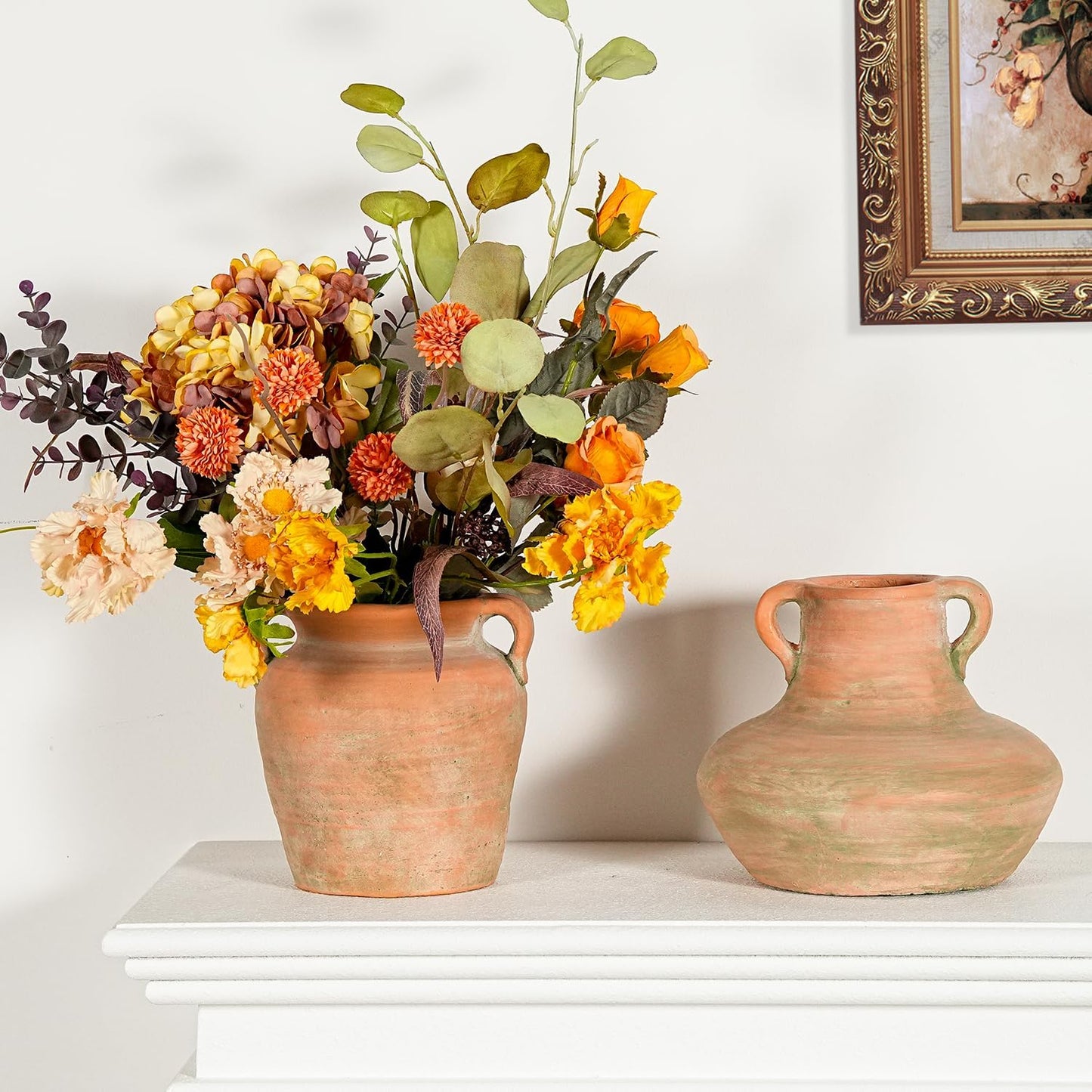 Rustic Ceramic Flower Vase / Style 1 - 7 Inch Tall / 7 Inch