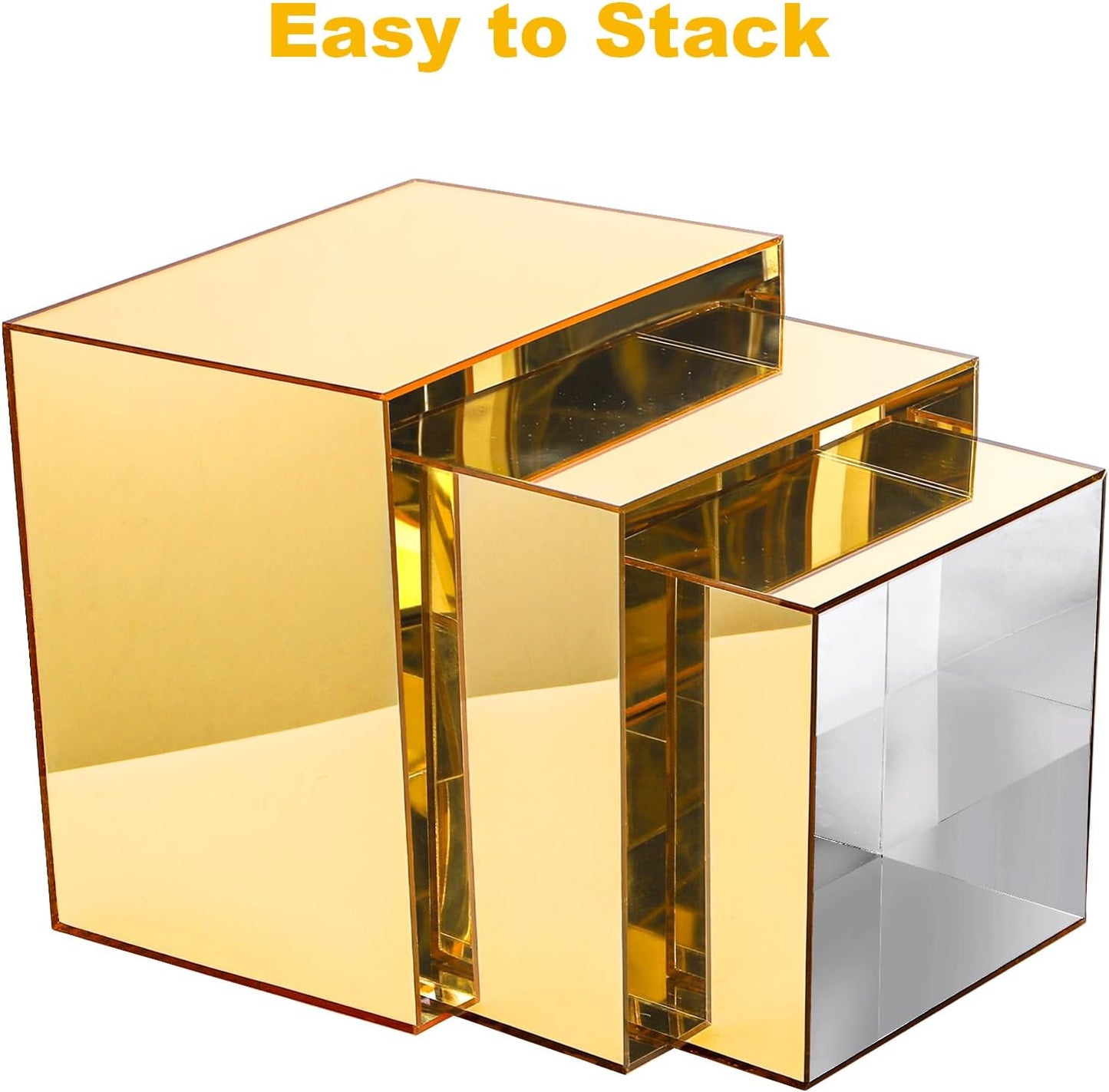 Acrylic Risers Display Stands / Gold / Set of 3