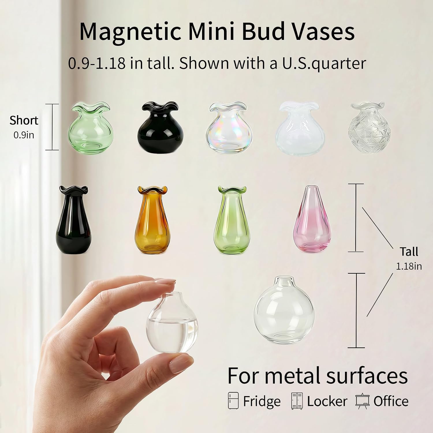 Magnetic Mini Vases Set / Glass / Set of 10
