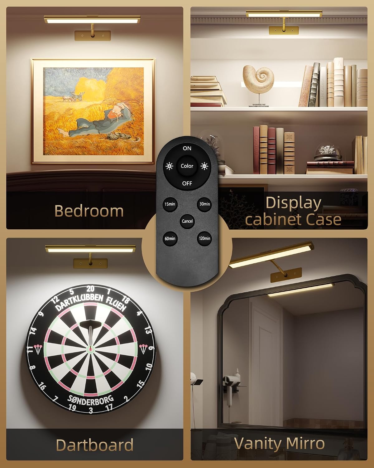 EZVALO Picture Light for Wall, 4800mAh Rechargeable Wireless Remote, 13‘’ Dimmable Magnetic LED Art Display Light with
