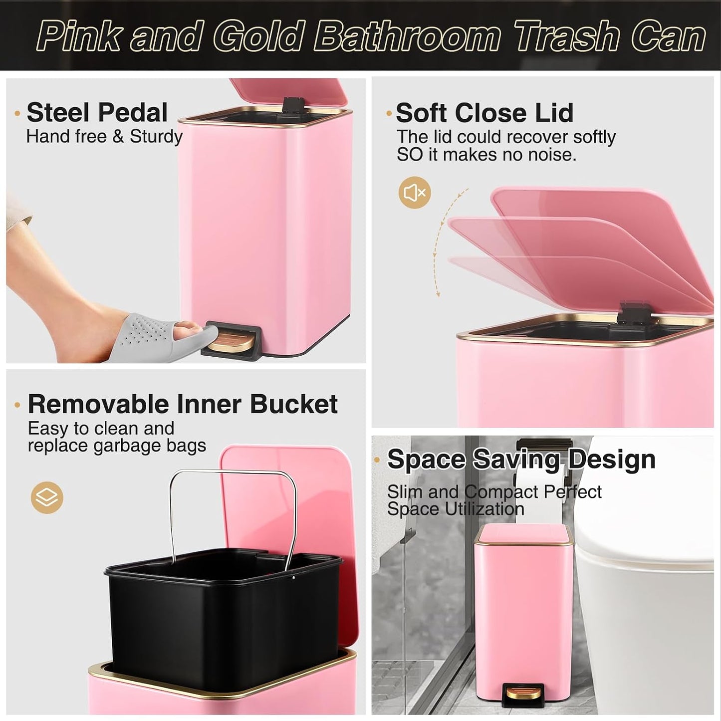 XLHOMO Bathroom Sets with Shower Curtain and Rugs Bathroom Accessories Set Pink Bathroom Set,Shower Curtain Set with