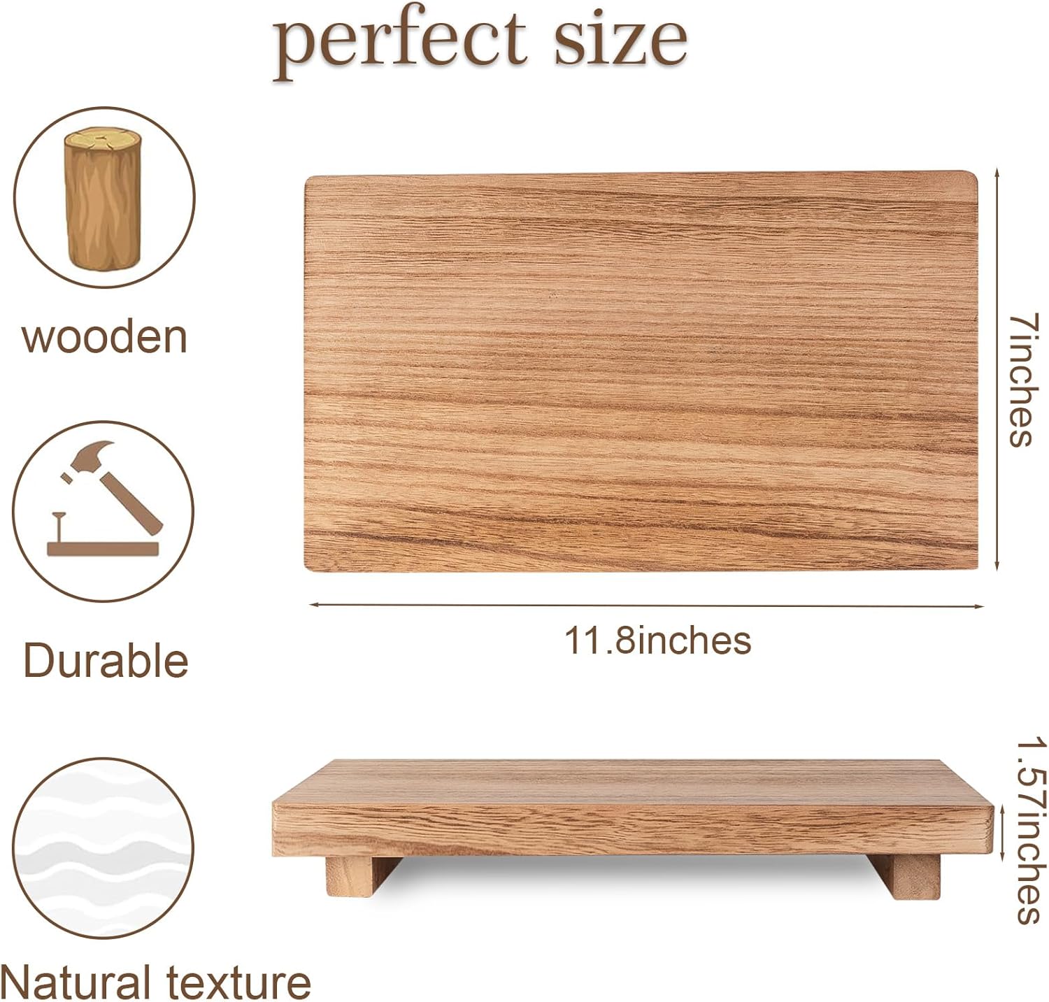 Small Wood Tray Pedestal Stand Farmhouse Bathroom Decor Decorative Wooden / Brown / 11.8 x 7 x 1.6