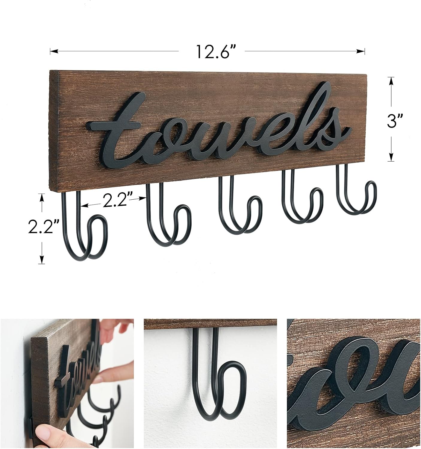 Towel Holder Wall Mounted Towel Racks / Brown / Small