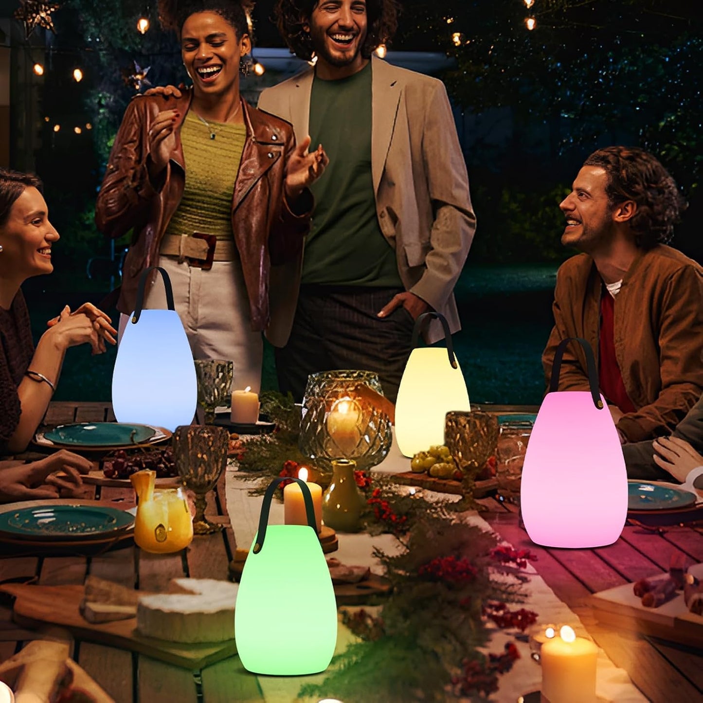 uuffoo 2 Pack Rechargeable Portable Table Lamp with Remote | Cordless RGB Lantern, Decorative LED Night Light, IP44