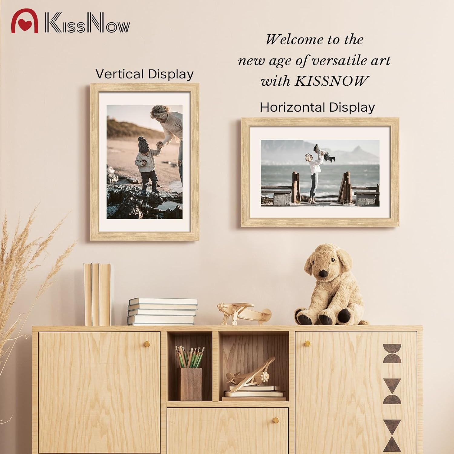 12x18 Poster Frame, Oak Solid Wood, 2 Pack, Wall Hanging for Art | Thick & Wide Border, HD Plexiglass, Horizontal or
