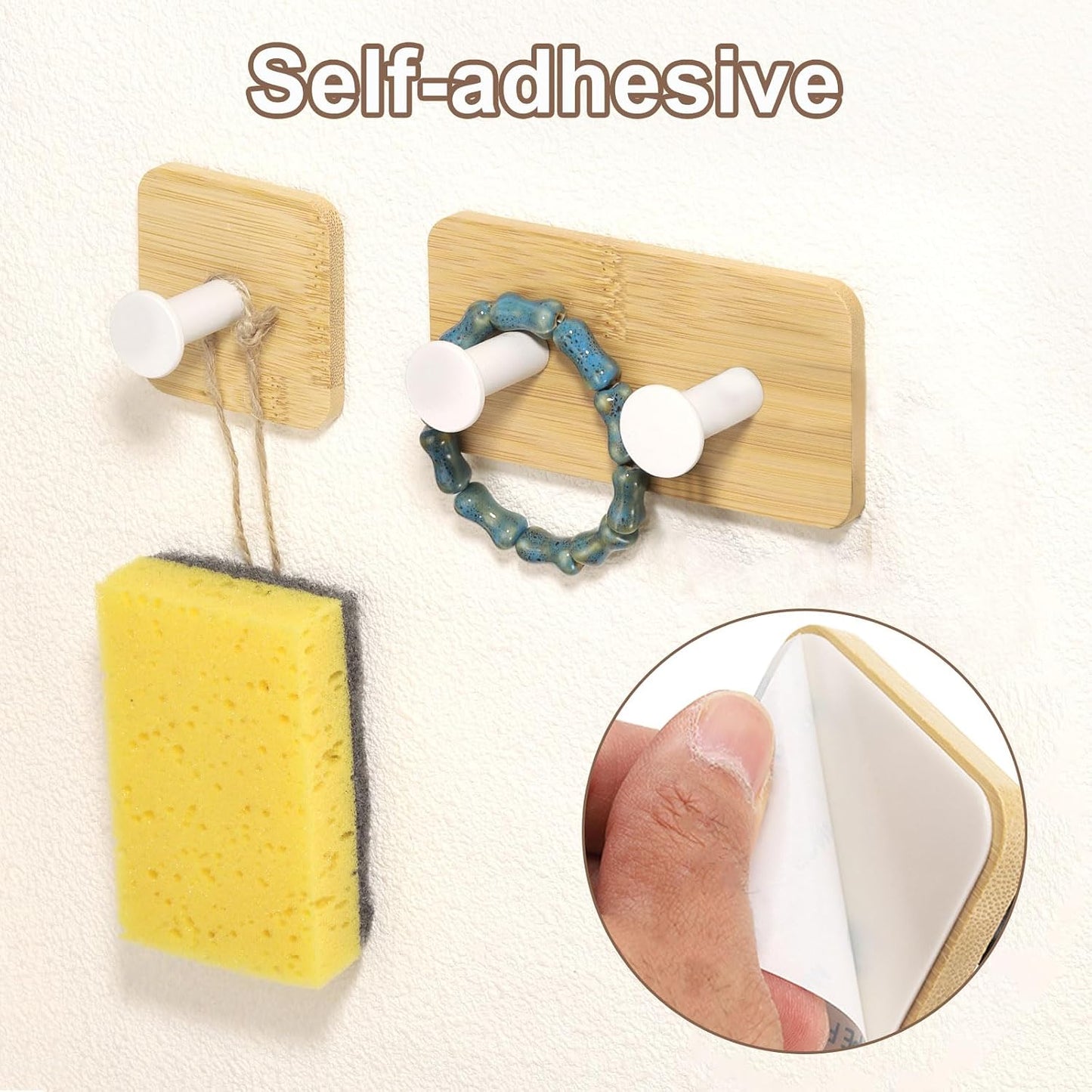 Wood Wall Self Adhesive Hooks Towel Hanger Bracket Heavy Duty Hook / Green/gold / Set of 2
