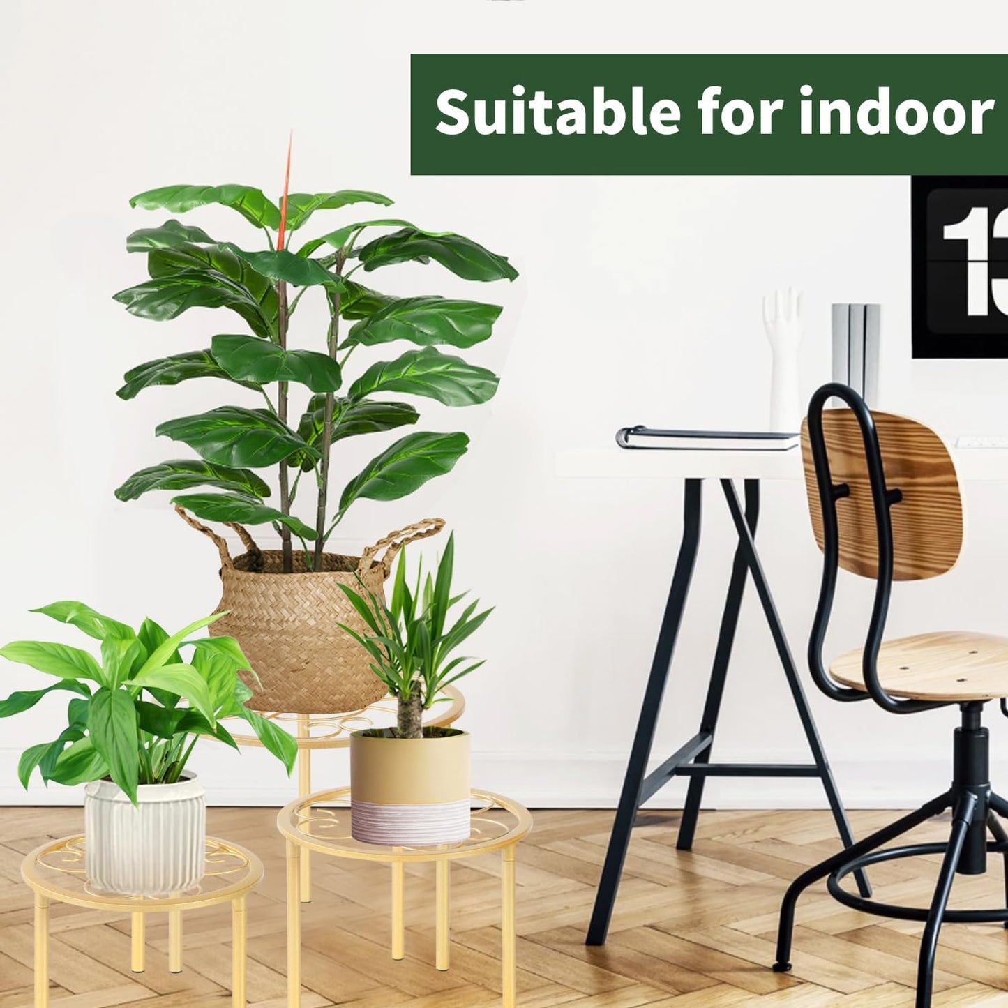 5 Pack Metal Plant Stands,Heavy Duty Potted Holder for Flower Pot, Rustproof Iron Plant Risers, Suitable for Indoor and