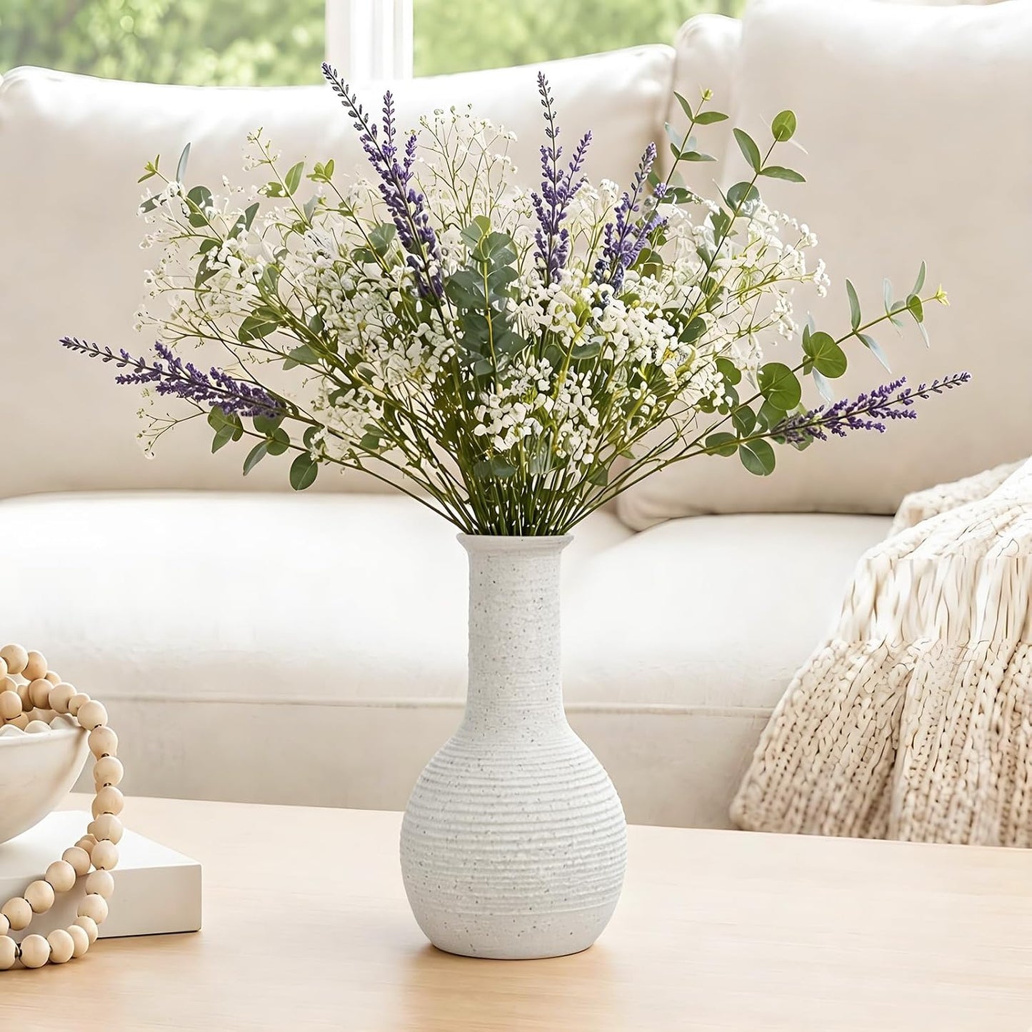 Ceramic Flower Vase Home Decor White Small Vase Decorative Table Farmhouse Vases / Modern White-v15