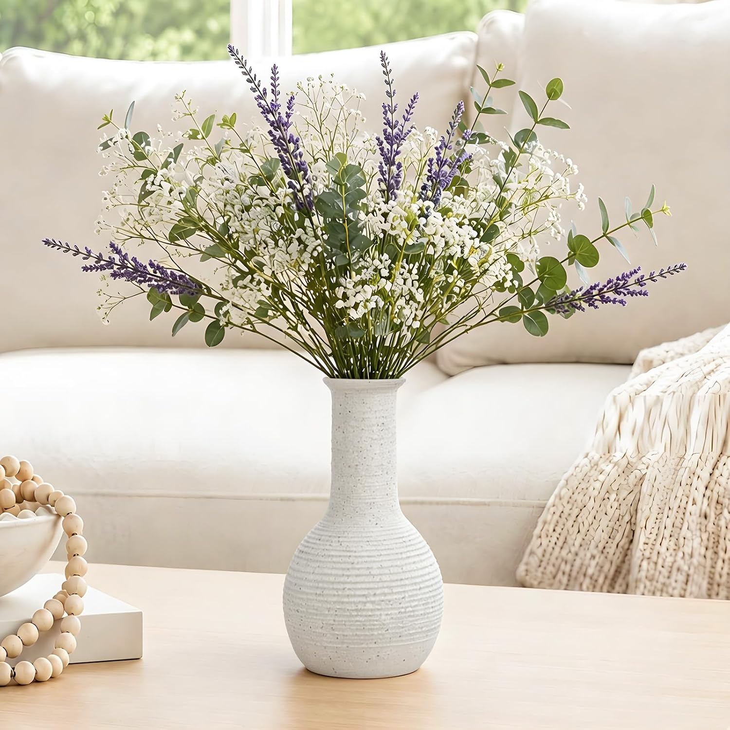 Ceramic Flower Vase Home Decor White Small Vase Decorative Table Farmhouse Vases / Modern White-v15
