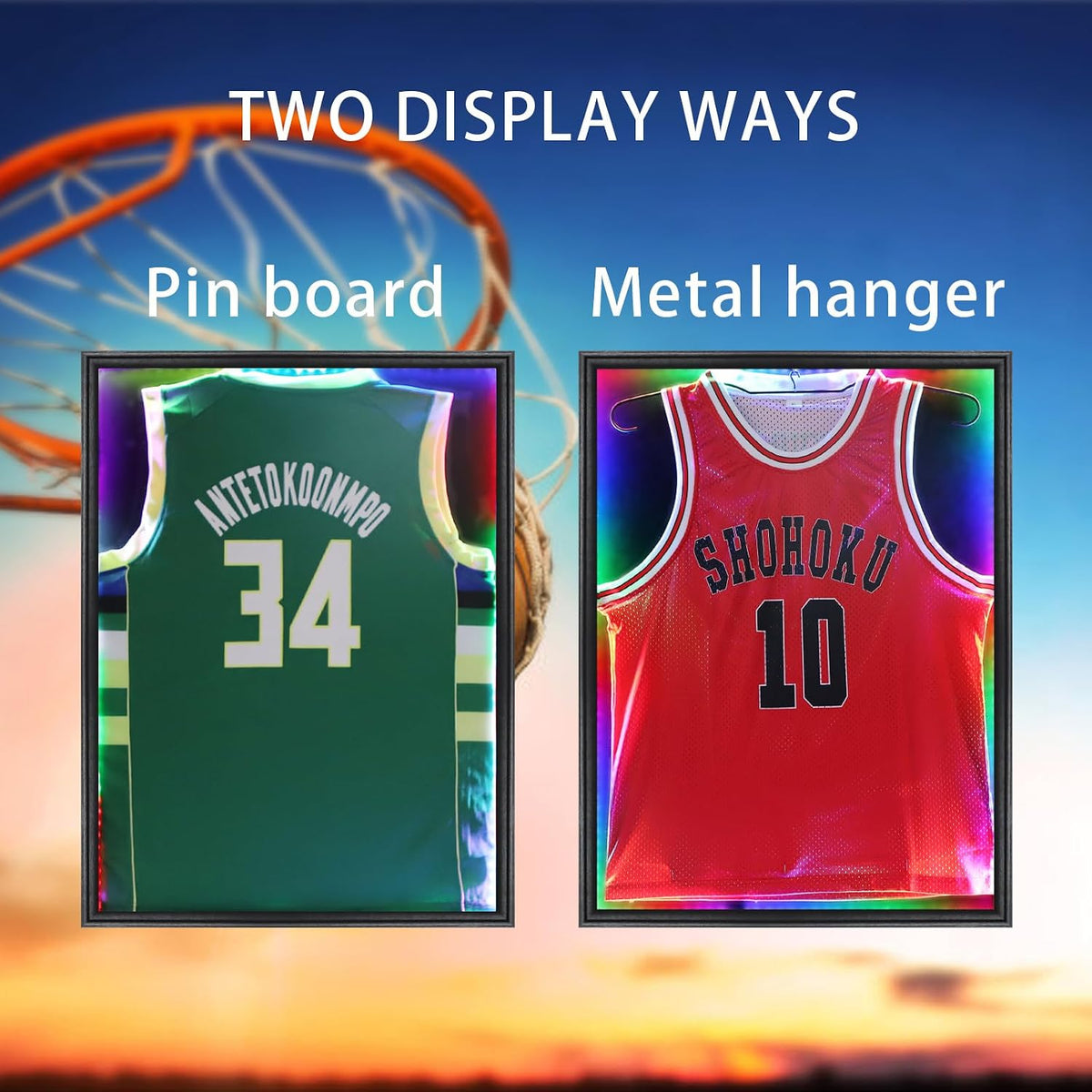 Grintus Jersey Frame Display Case, Black LED Display Box for All Jerseys,1P | Wall Mount, Black Display Box, Golden