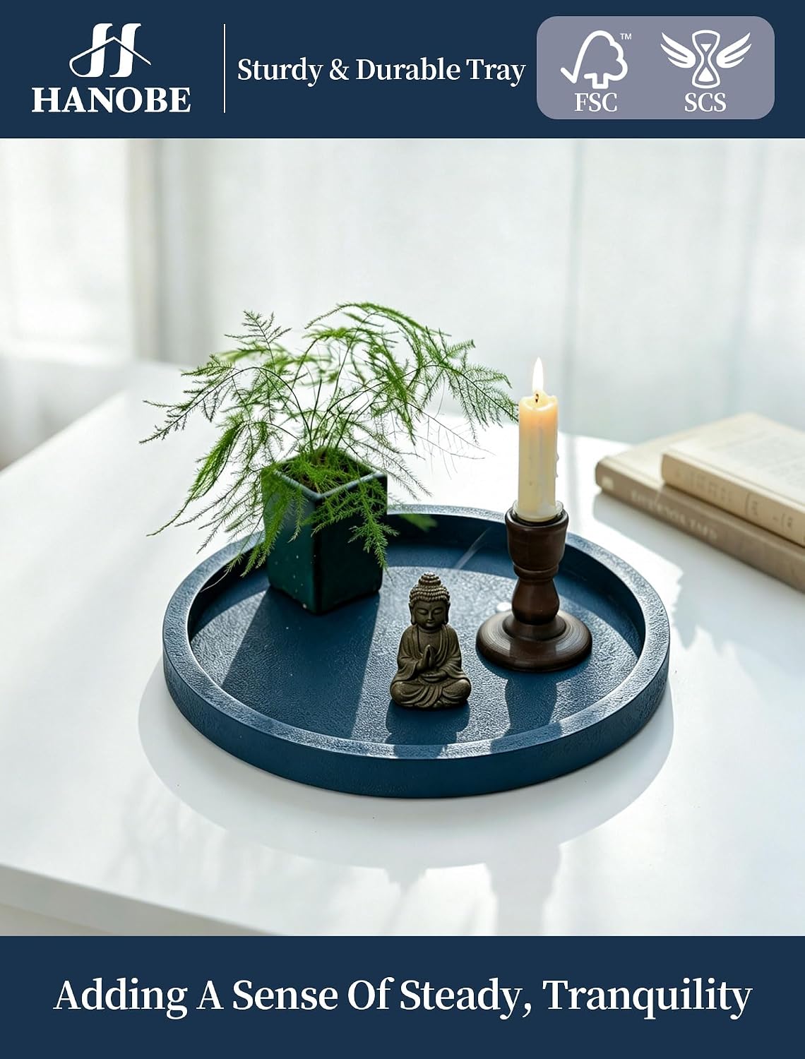 Round Tray / Decorative Trays / Navy Blue