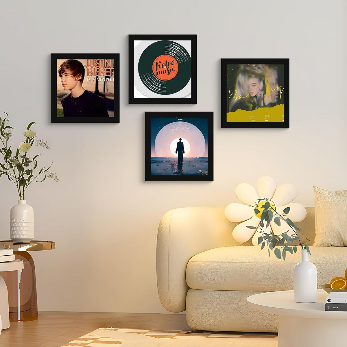 SESEAT 12.5x12.5 Vinyl Record Frames For Wall Display Set of 4 | album frames for vinyl records for Wall Art Display