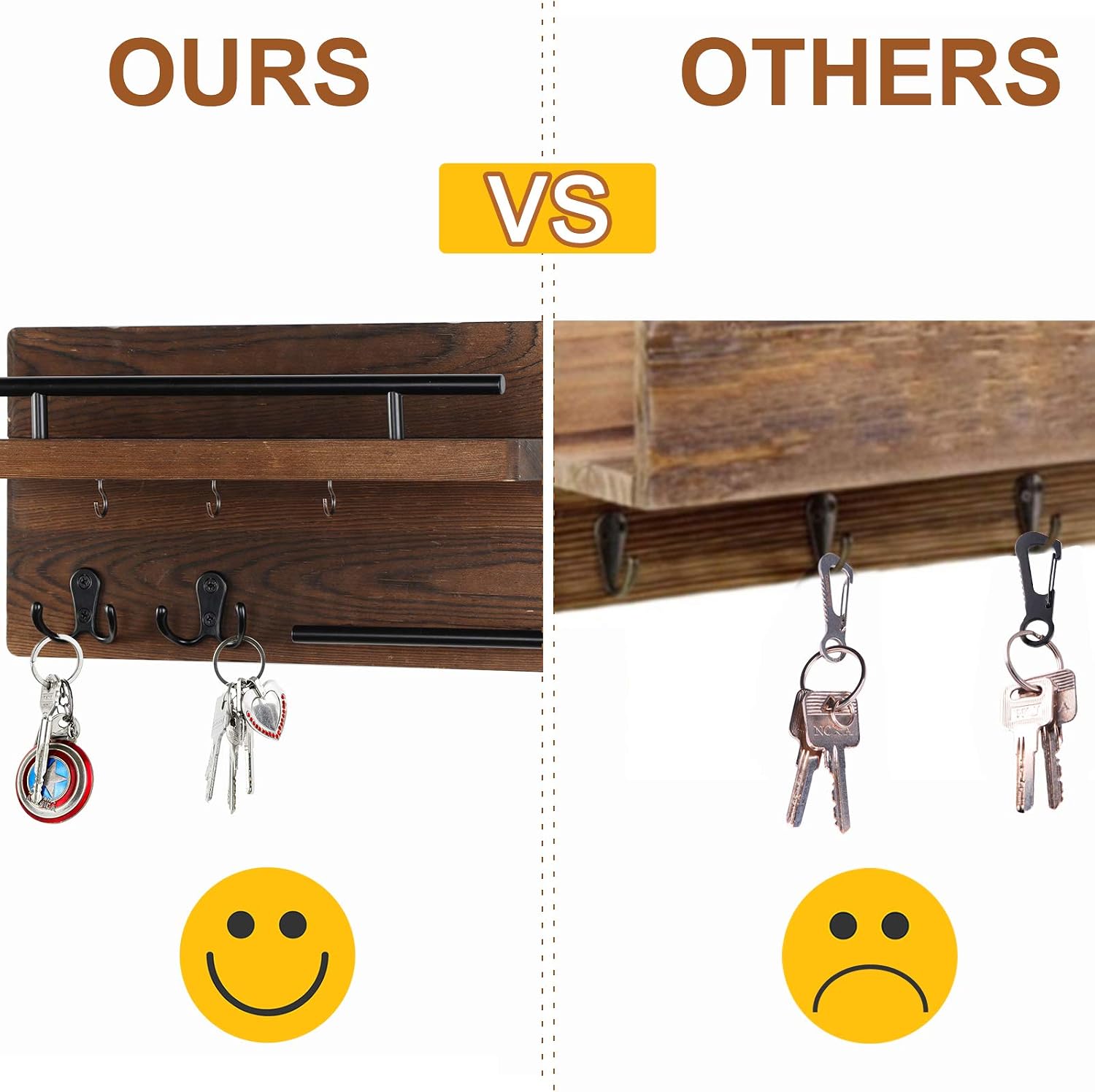 Wooden Mail Rack Organizer / Brown