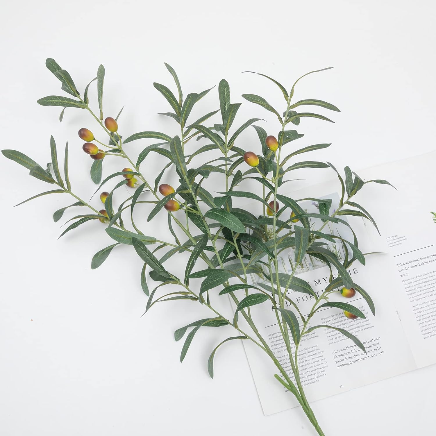 39" Fake Olive Tree Branches Olive Stems Large Tall Artificial Greenery Stems / 39" Tall / Set of 3