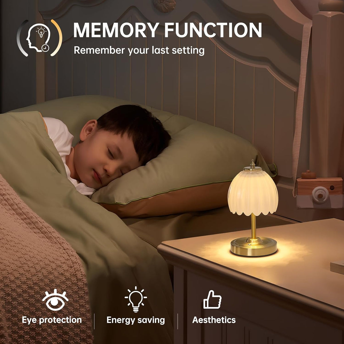 Shenmoyl Tulip Small Table Lamp, 5200mAh Cordless Touch Control Mini Table Lamp with 3 Color Temps & Stepless Dimming