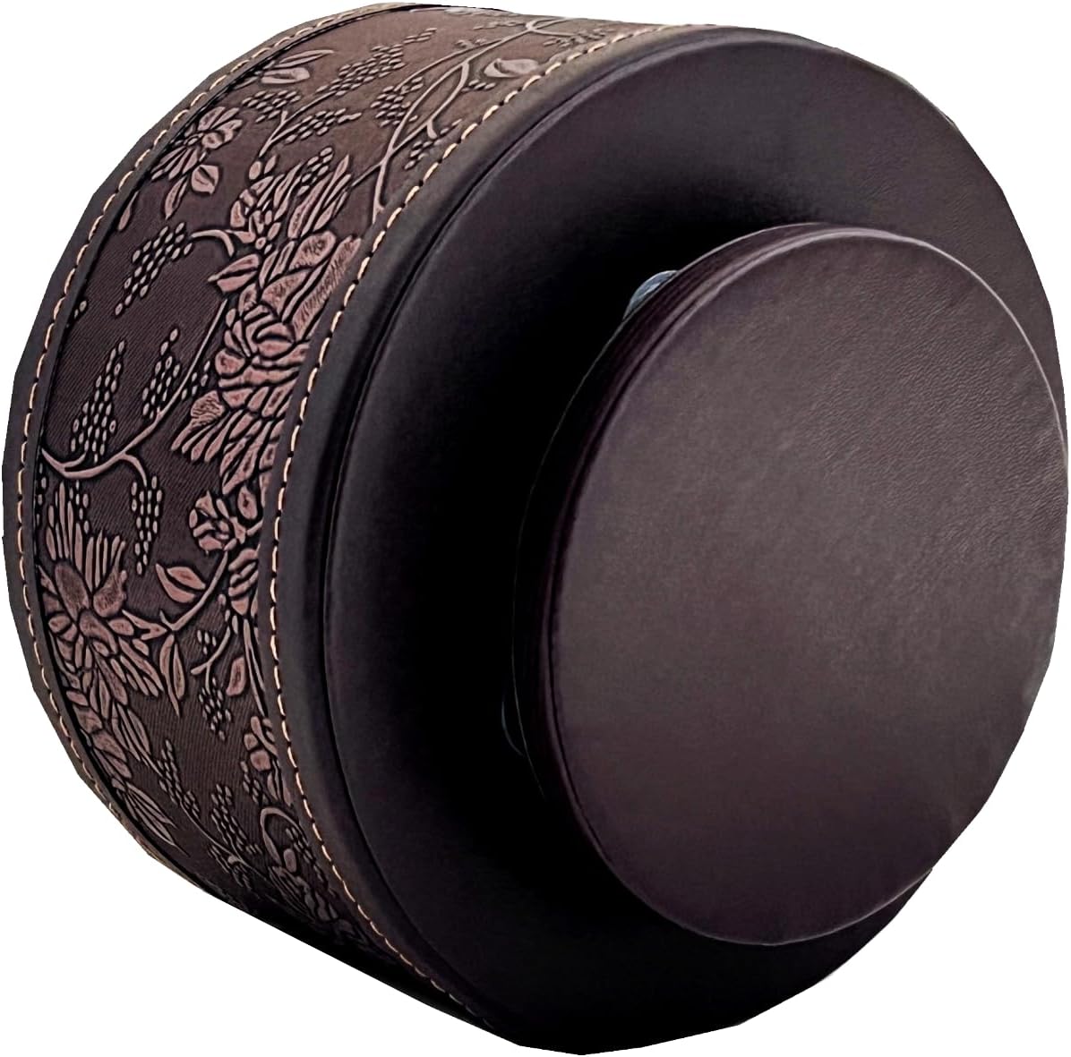 PU Leather Round TV Remote Control Holder / Antique