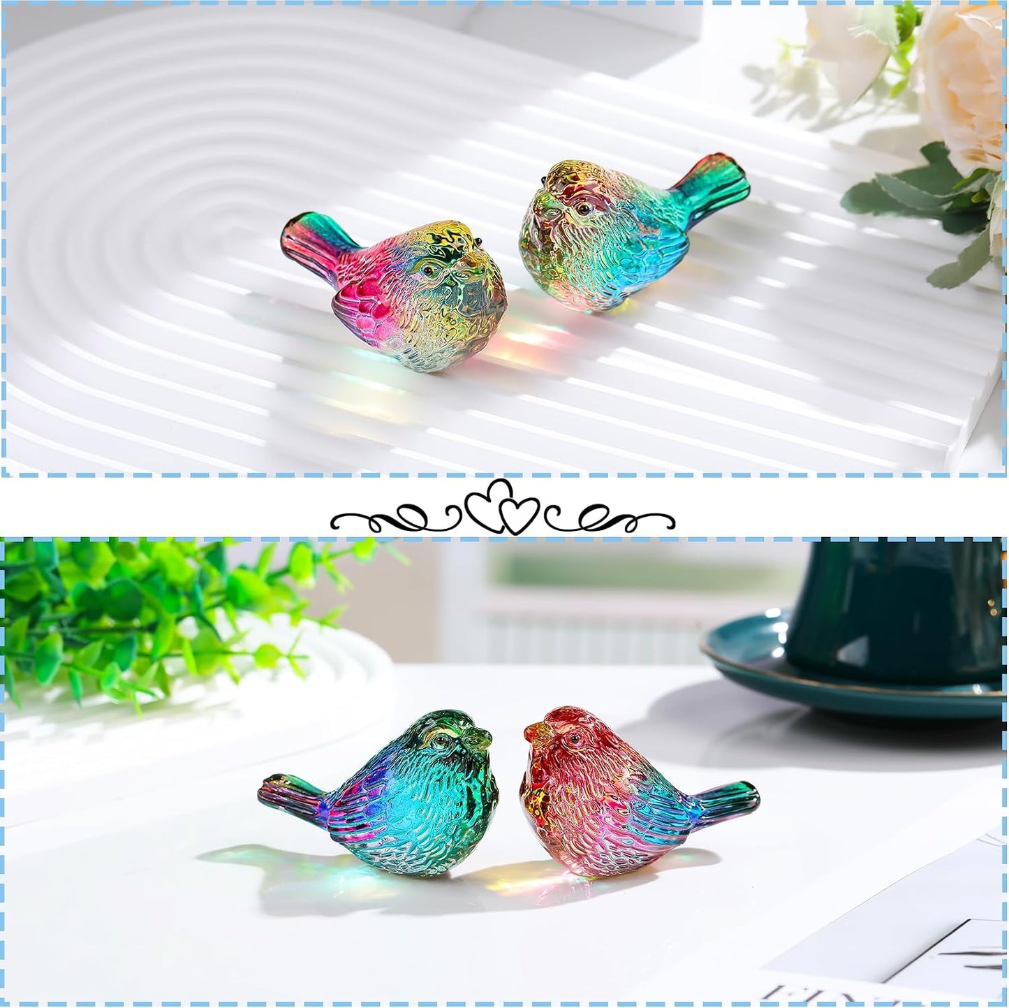 Crystal Birds Gifts for Women Men Bird Lovers Glass Bird Handmade Animal / Multicolor / Set of 2