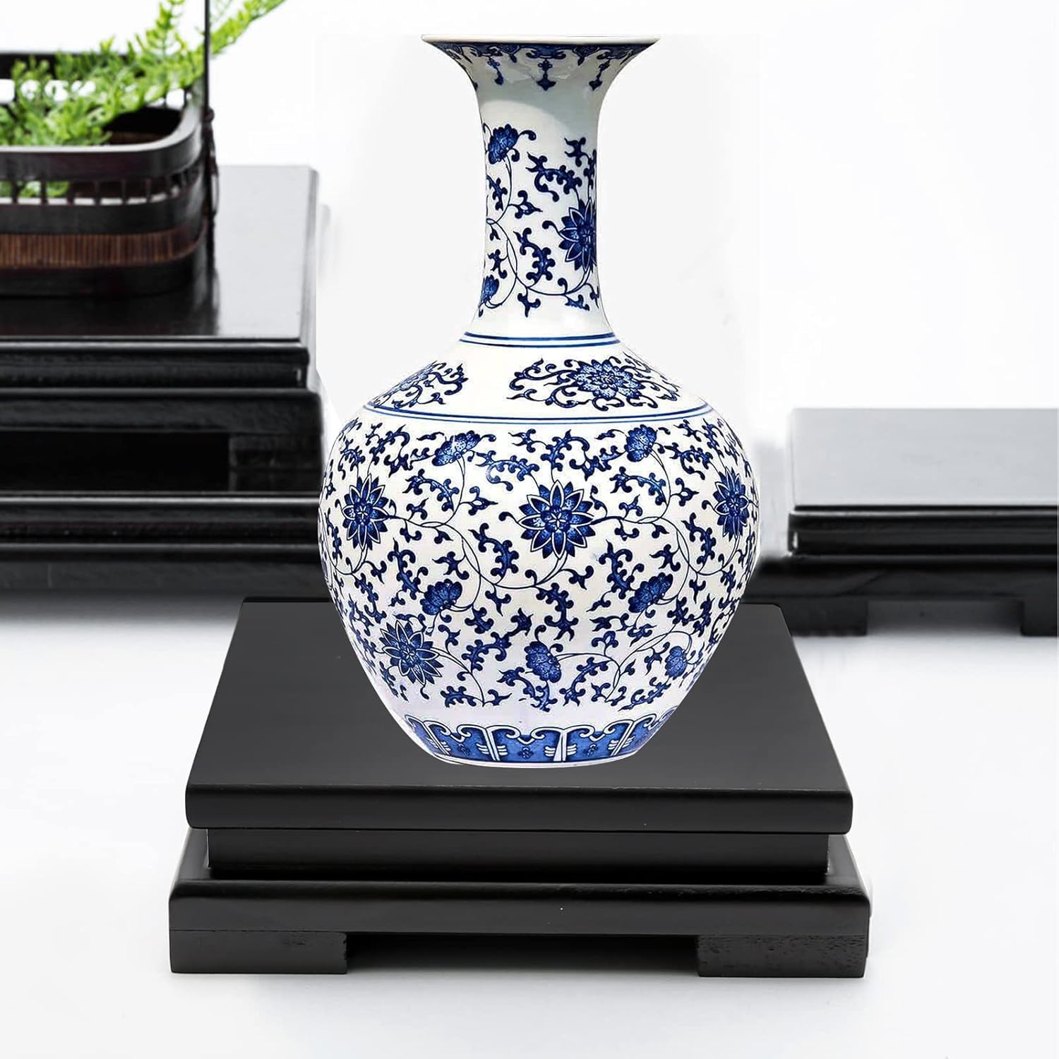Wooden Display Stand Square Wood Display Base Display Risers Square Vase Riser / Square,black,6.7