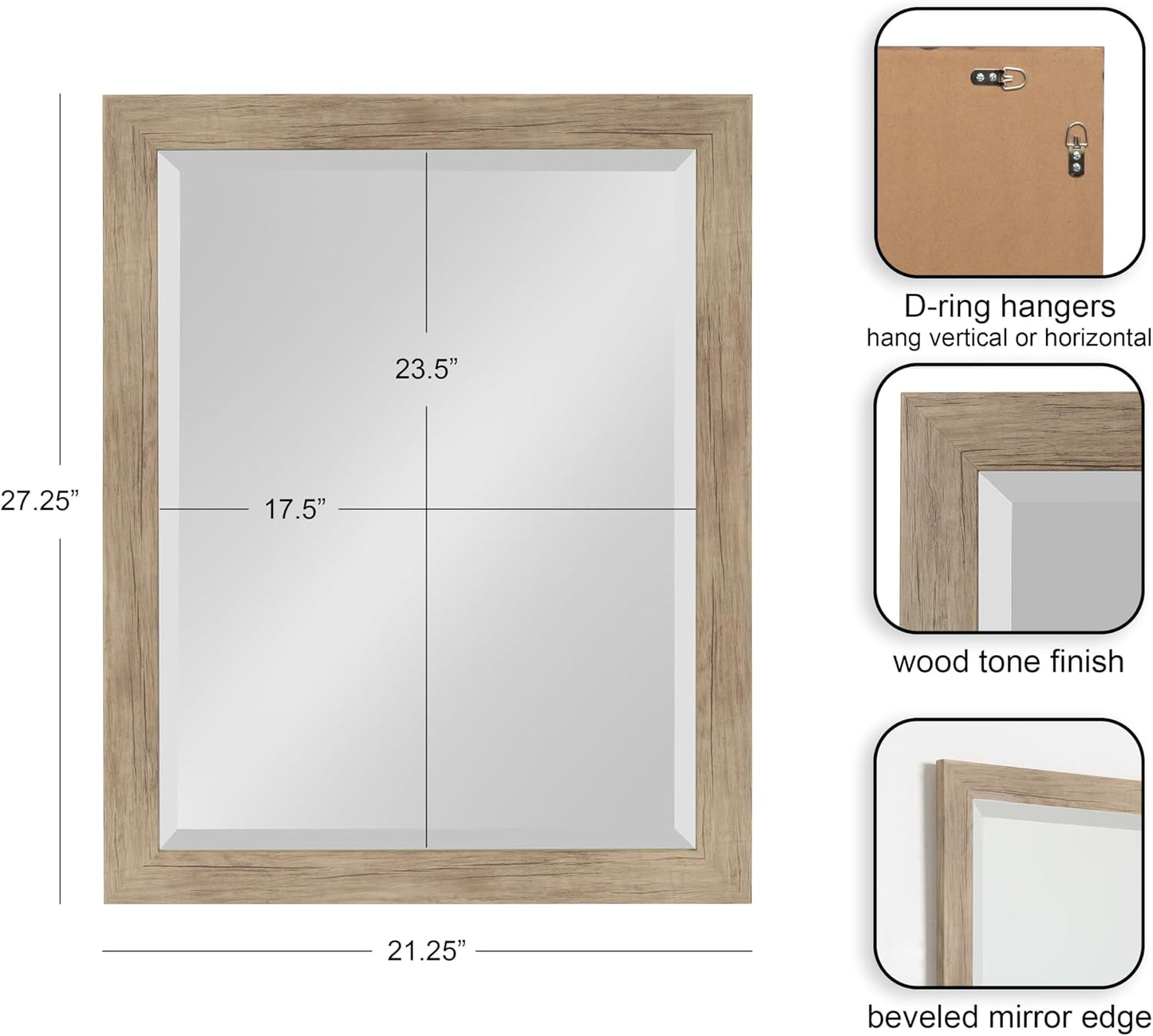 Farmhouse Rectangular Vanity / 27"L x 21"W / Rustic Brown / 21 x 27