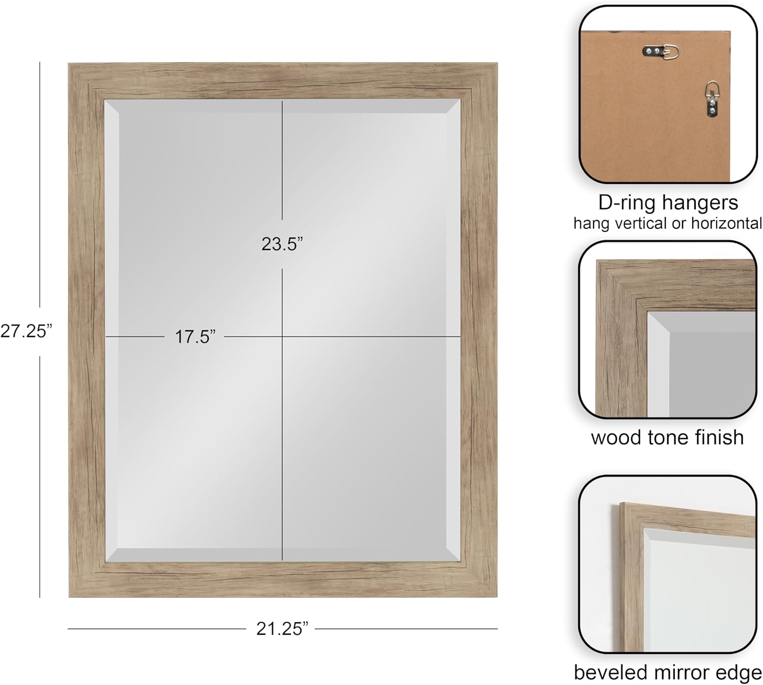 Farmhouse Rectangular Vanity / 27"L x 21"W / Rustic Brown / 21 x 27