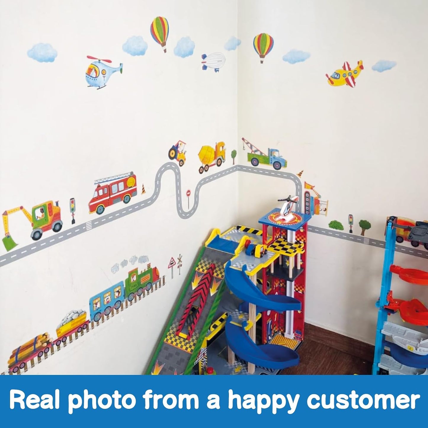 SG2-2107 Wall Decals Car Truck Tractor Road Stickers for Kids Boys / Construction Transportation