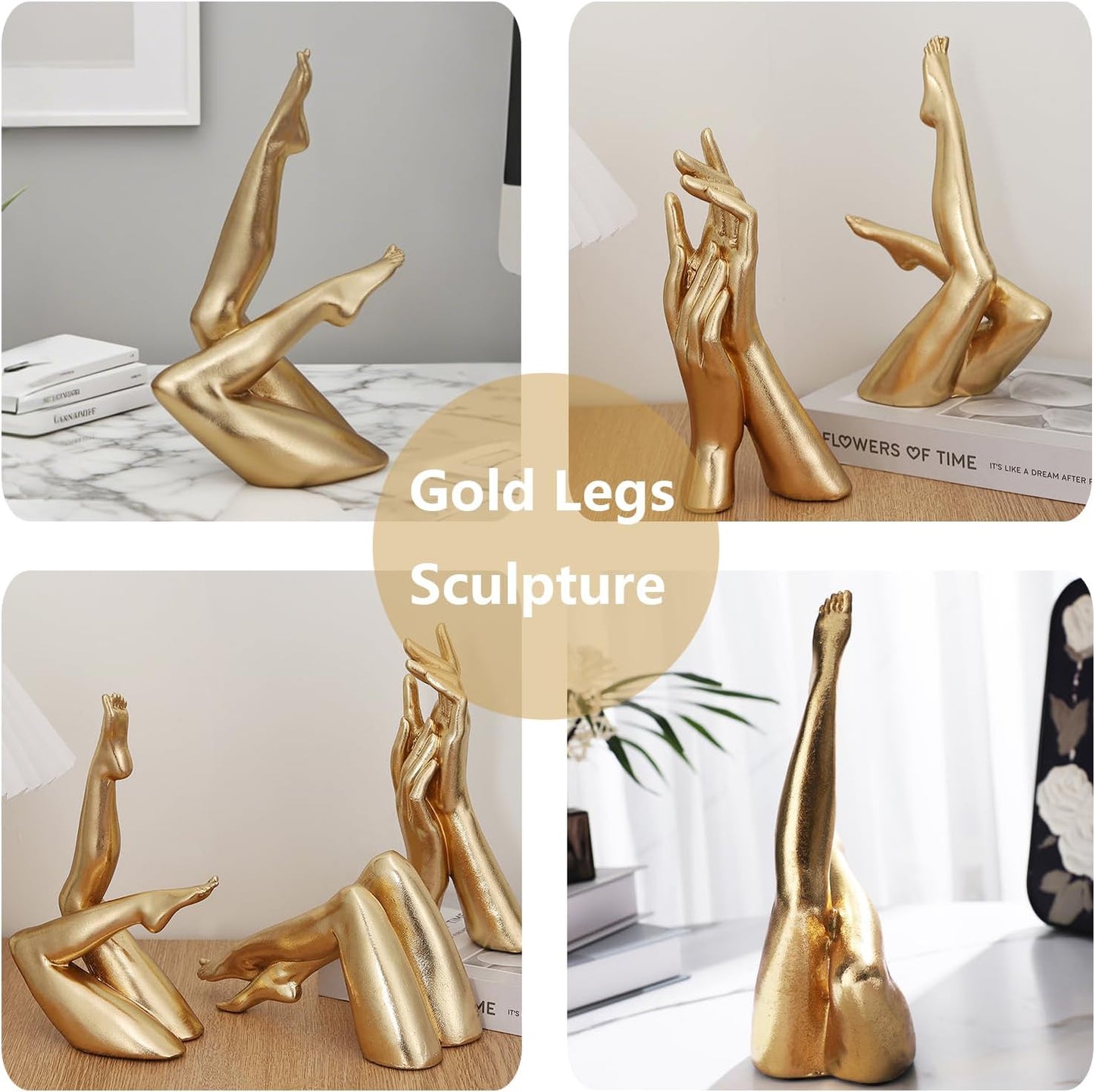 Golden Legs Sculpture Elegant Resin Home Decor Legs Statues Versatile Indoor/Outdoor / Bent Leg