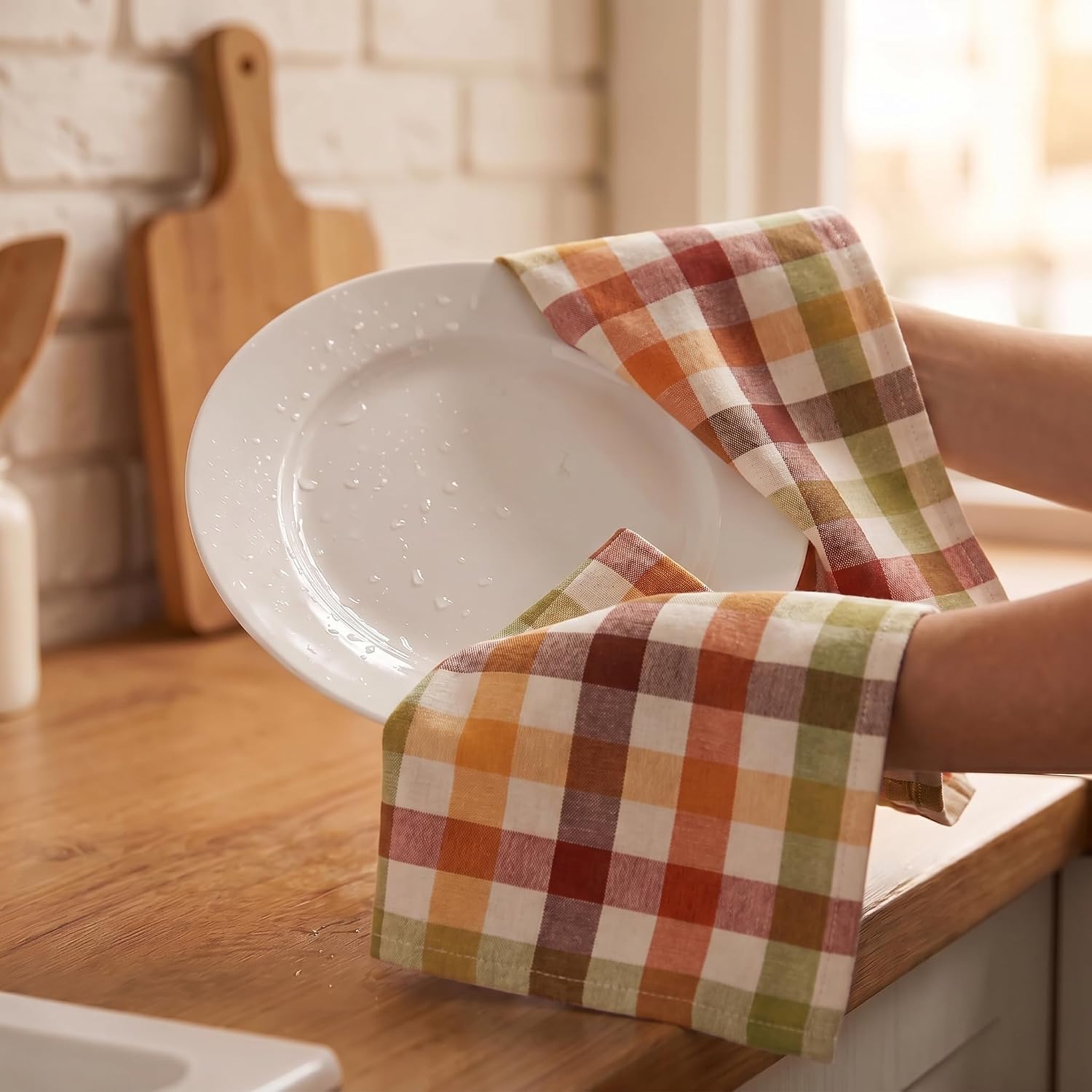Urban Villa Kitchen Towels Cotton Dish Towels 20”x30” (Set of 6) Harvest