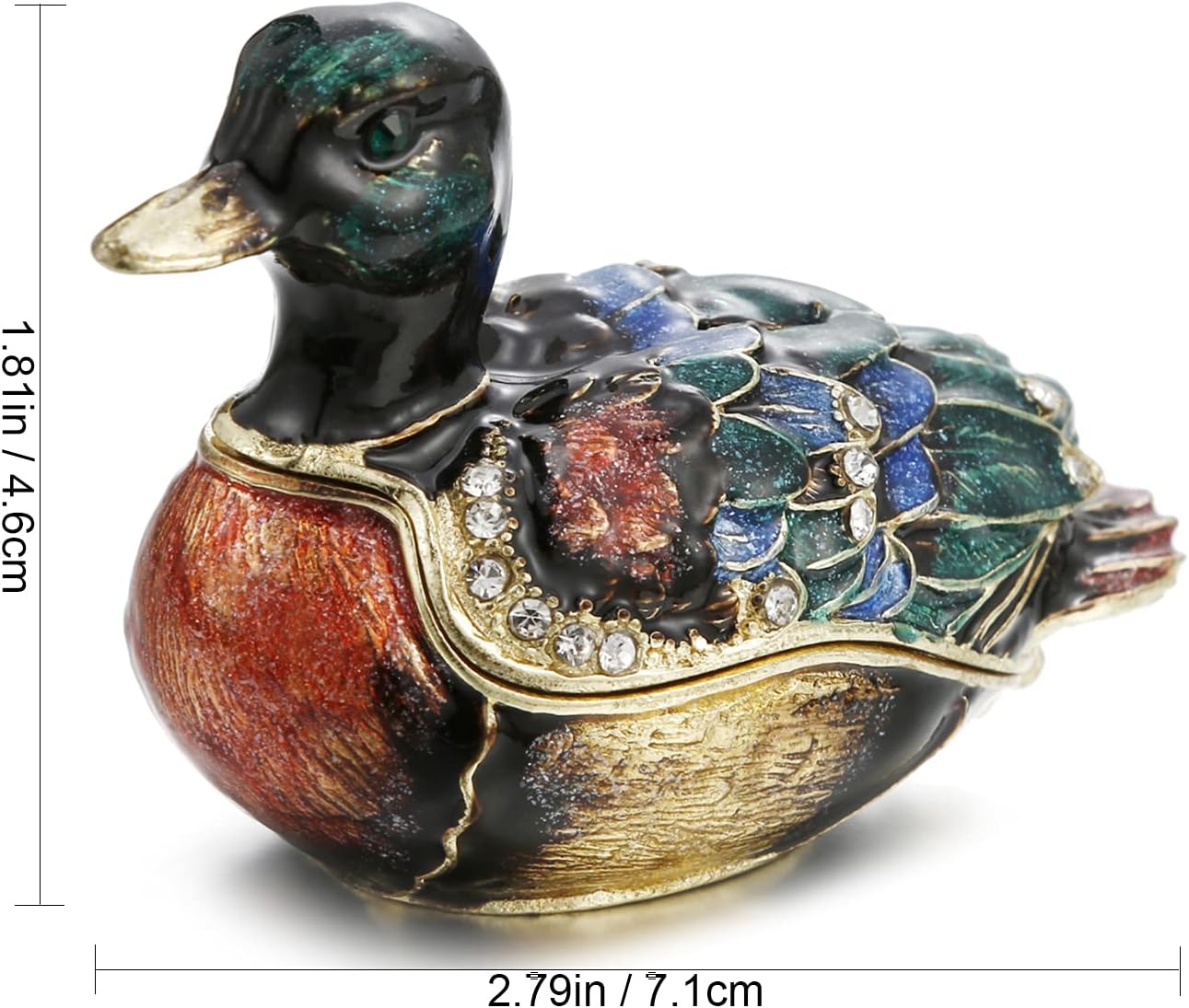 Unique Figurine / Hinged Jewelry Organizer for Ring Earrings / Green Duck