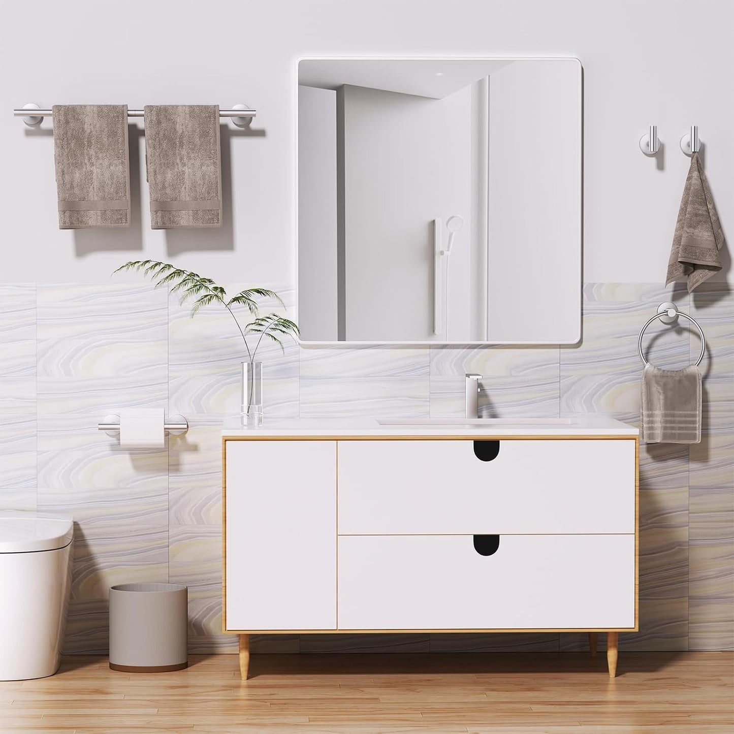 Brushed Nickel Towel Bar Bathroom Hardware Accessories Set, 10 Pieces Upgraded Toilet Paper Holder 23.6 Inch Towel Rack