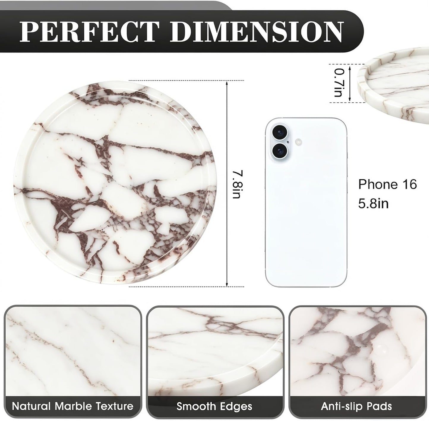 Round Marble Tray / Calacatta / Natural