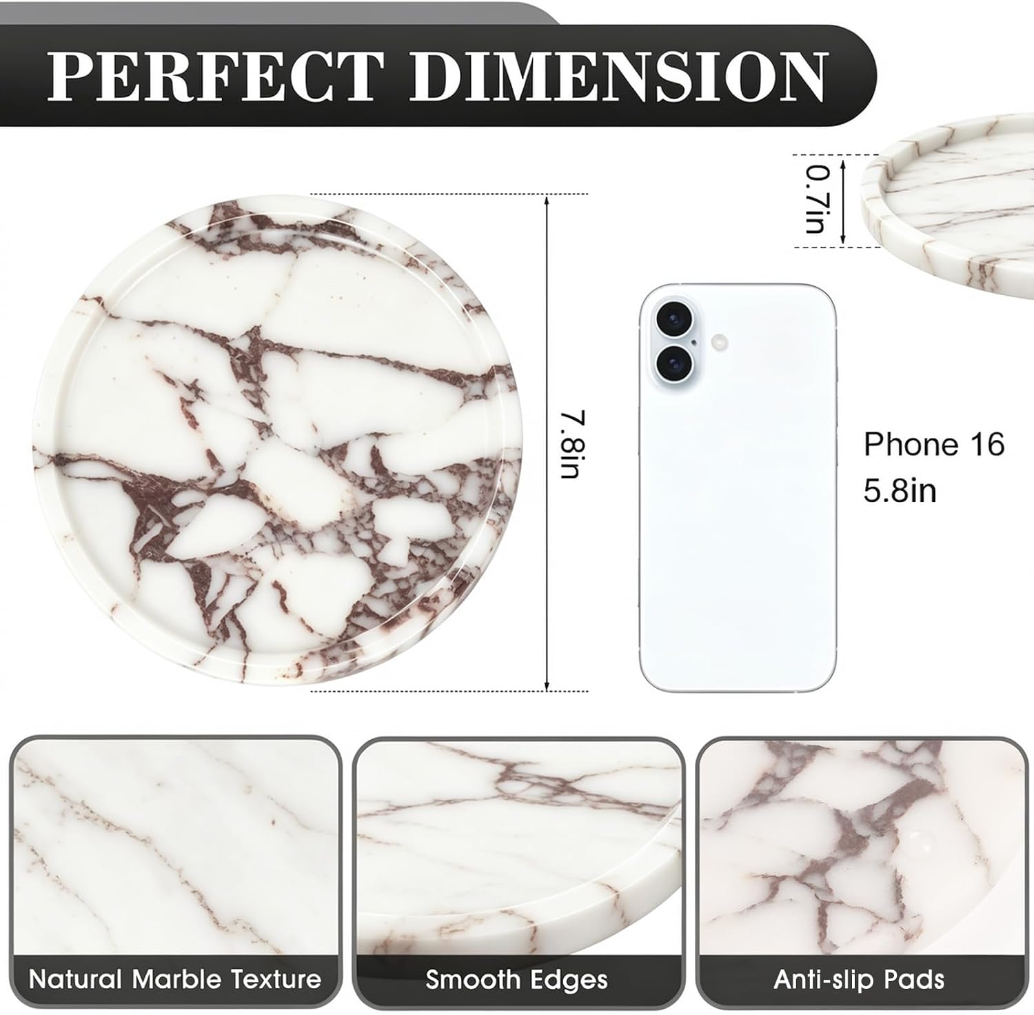 Round Marble Tray / Calacatta / Natural