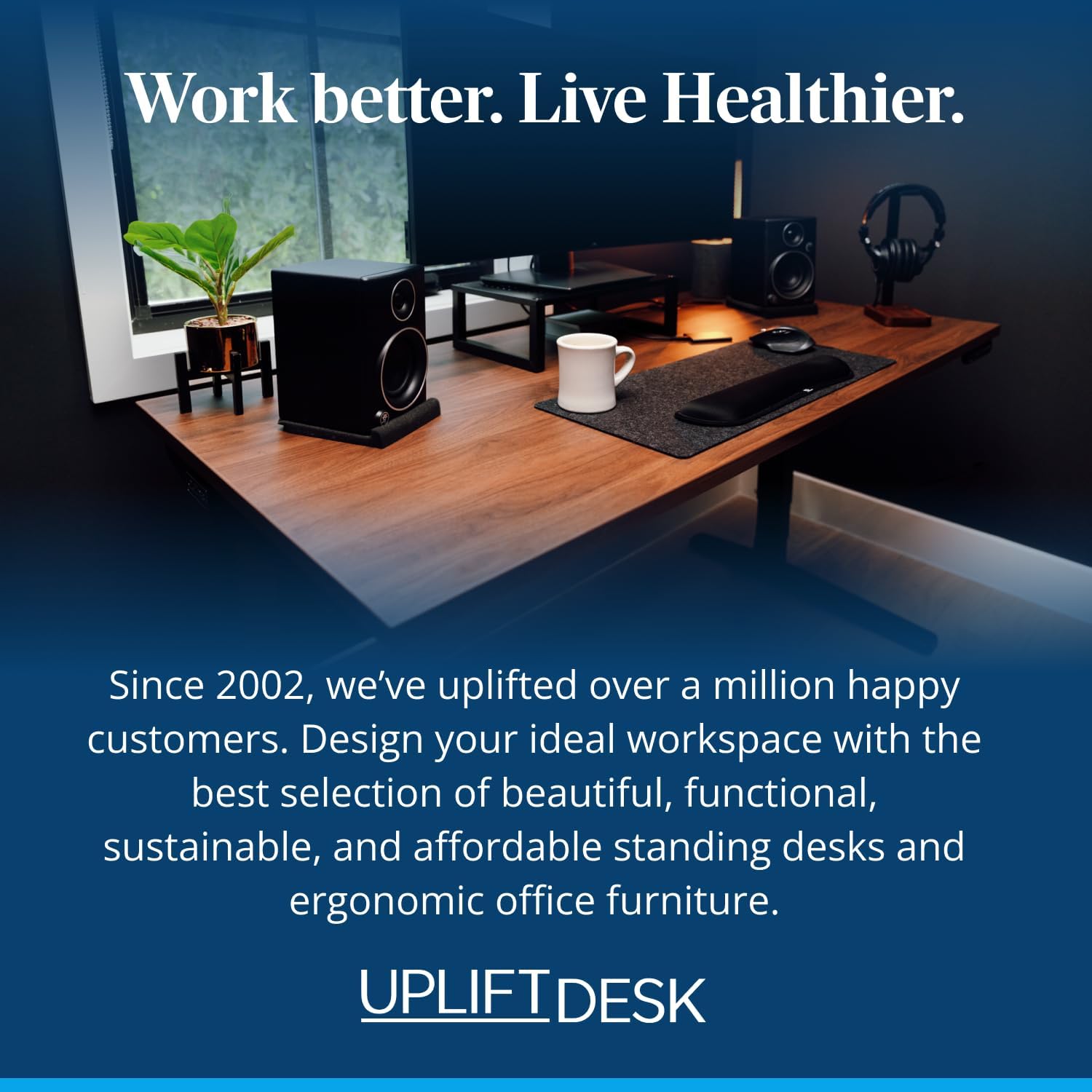 UPLIFTDESK E7 LED Desk Lamp - Adjustable 3 Color Modes, Dimmable Home Office Desk Light for Standing Desk, Dual