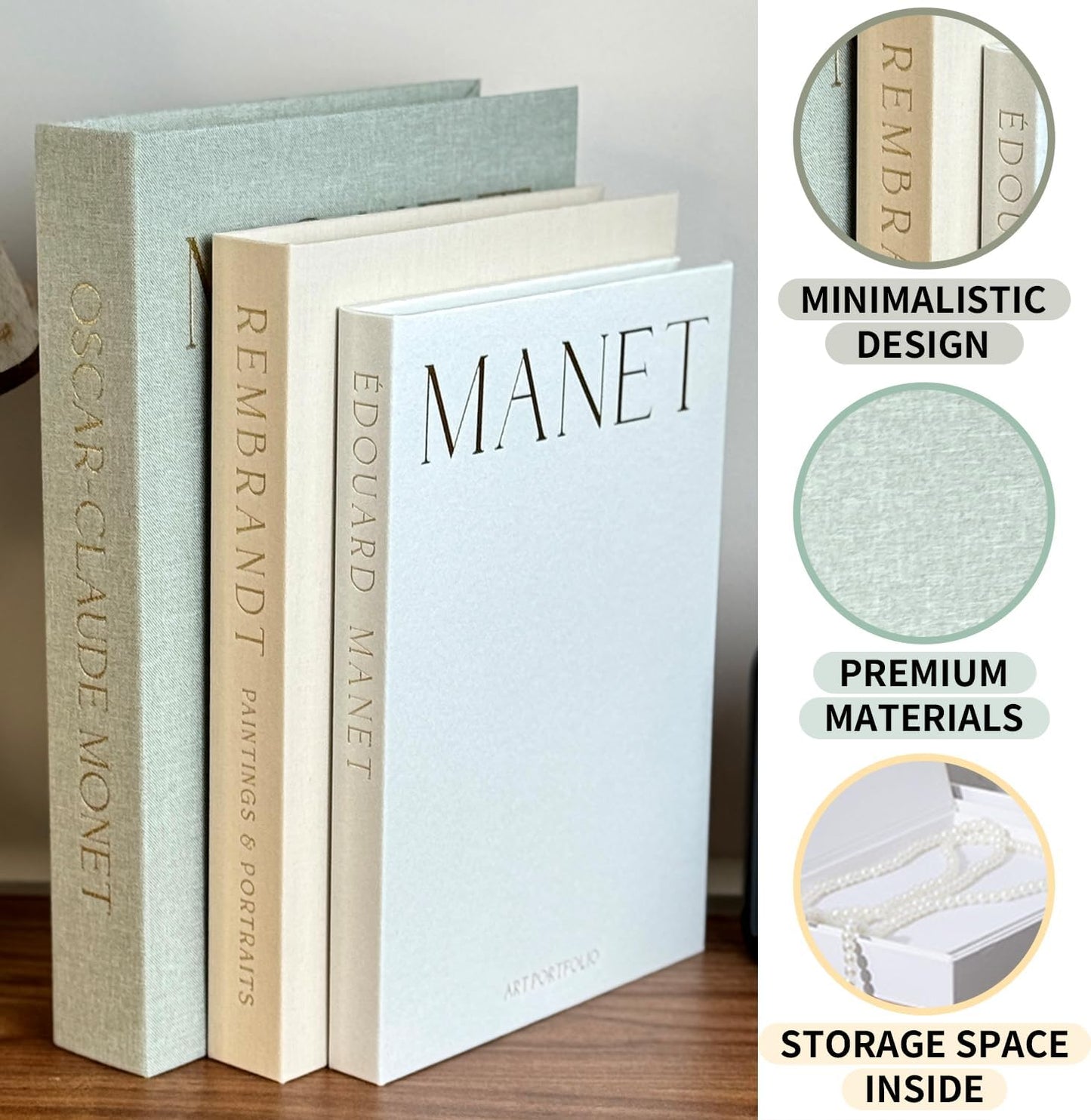 Faux Books Storage Box / Beige / Set of 3