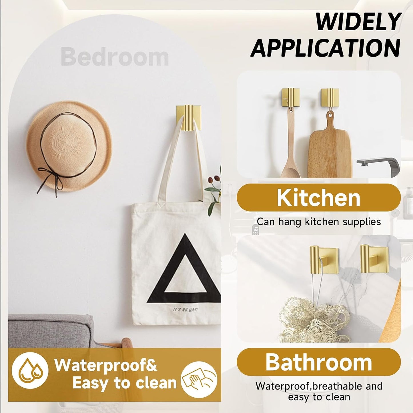 Brushed Gold Toilet Paper Holder Towel Bar Set, 5 Pieces Bathroom Hardware Accessories Set, 23.6 Inch Stainless Steel