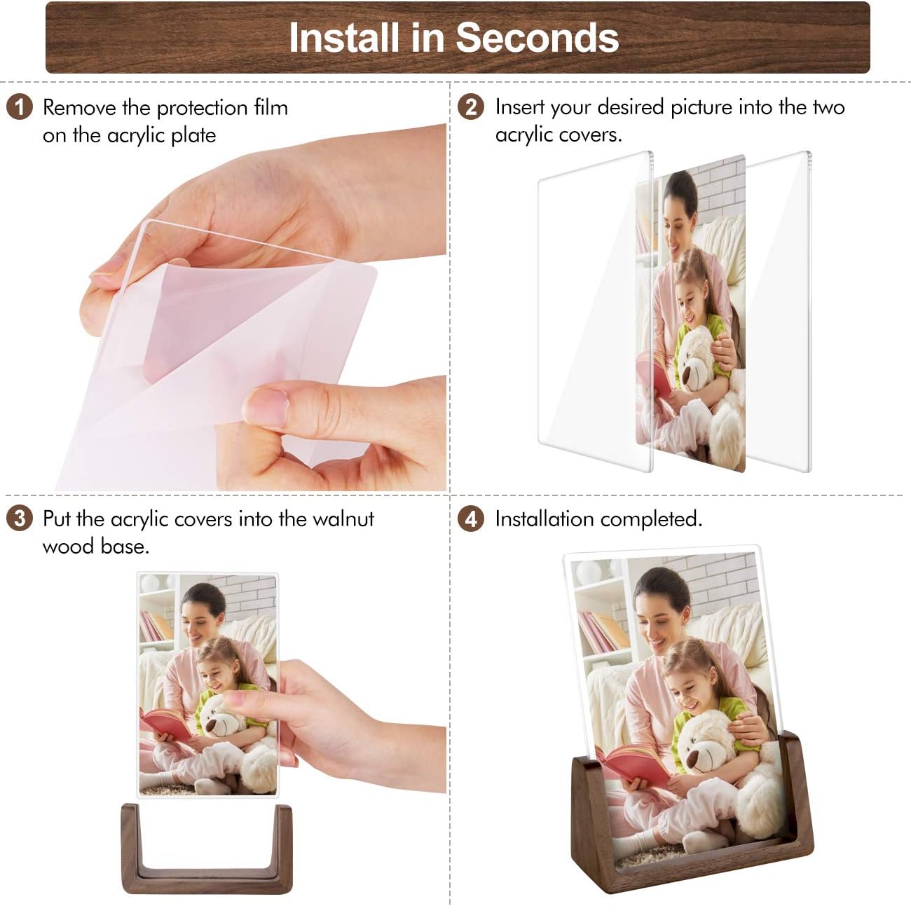 Rustic Wood Picture Frames / Vertical + Vertical / 4 x 6 / Set of 2