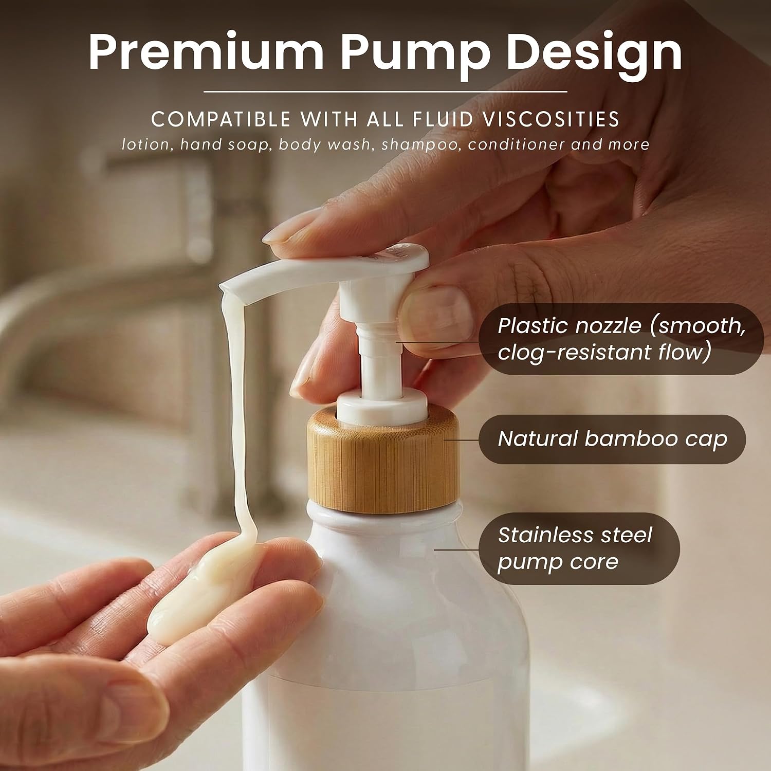 MaisoNovo Soap Dispenser Bathroom Set of 2-16.9 oz Bathroom Soap Dispenser Set - White Plastic Bottles x 2 with White