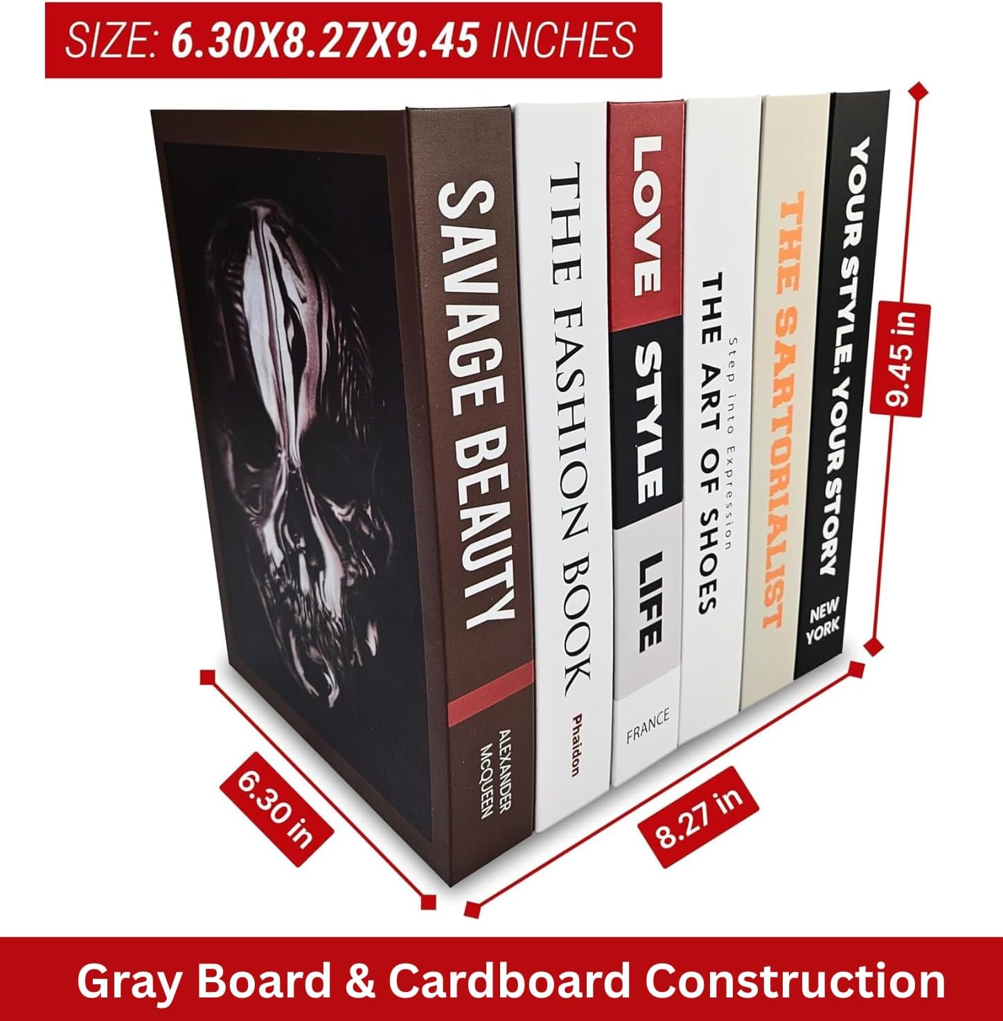 Faux Books / Original Hidden Storage Secret Book Box / Gray / 8.3 x 6.3 x 9.4